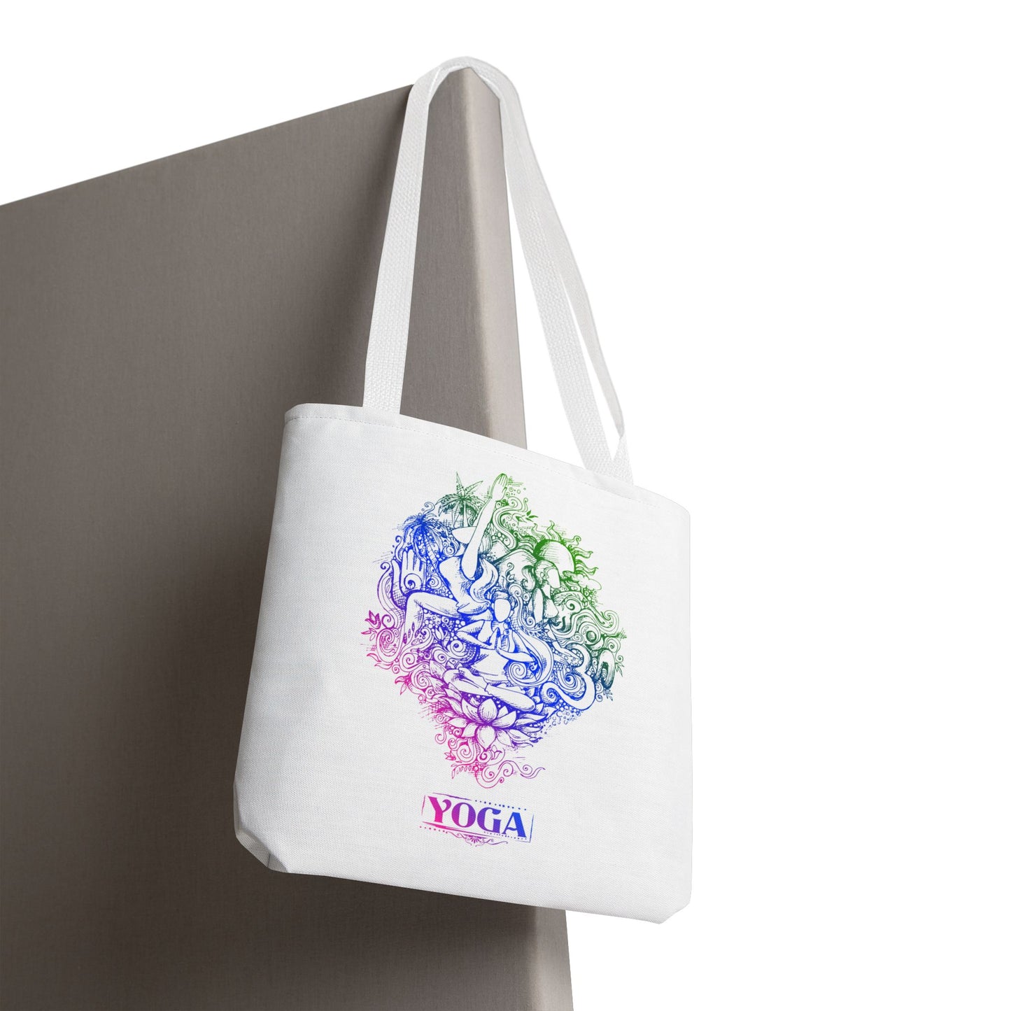 Yoga-Inspired Tote Bag, Colorful Yoga Art, Eco-Friendly Shopping, Yoga Gifts, Gym Bag, Bohemian Style