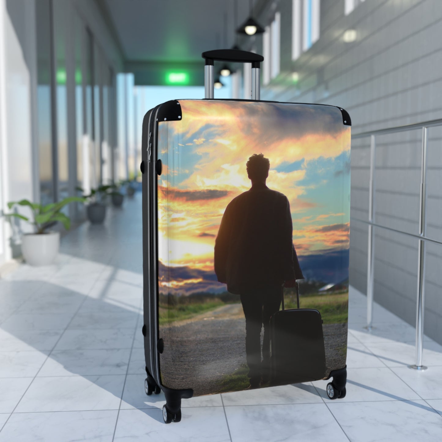 Adventure-Ready Suitcase with Mountain Design