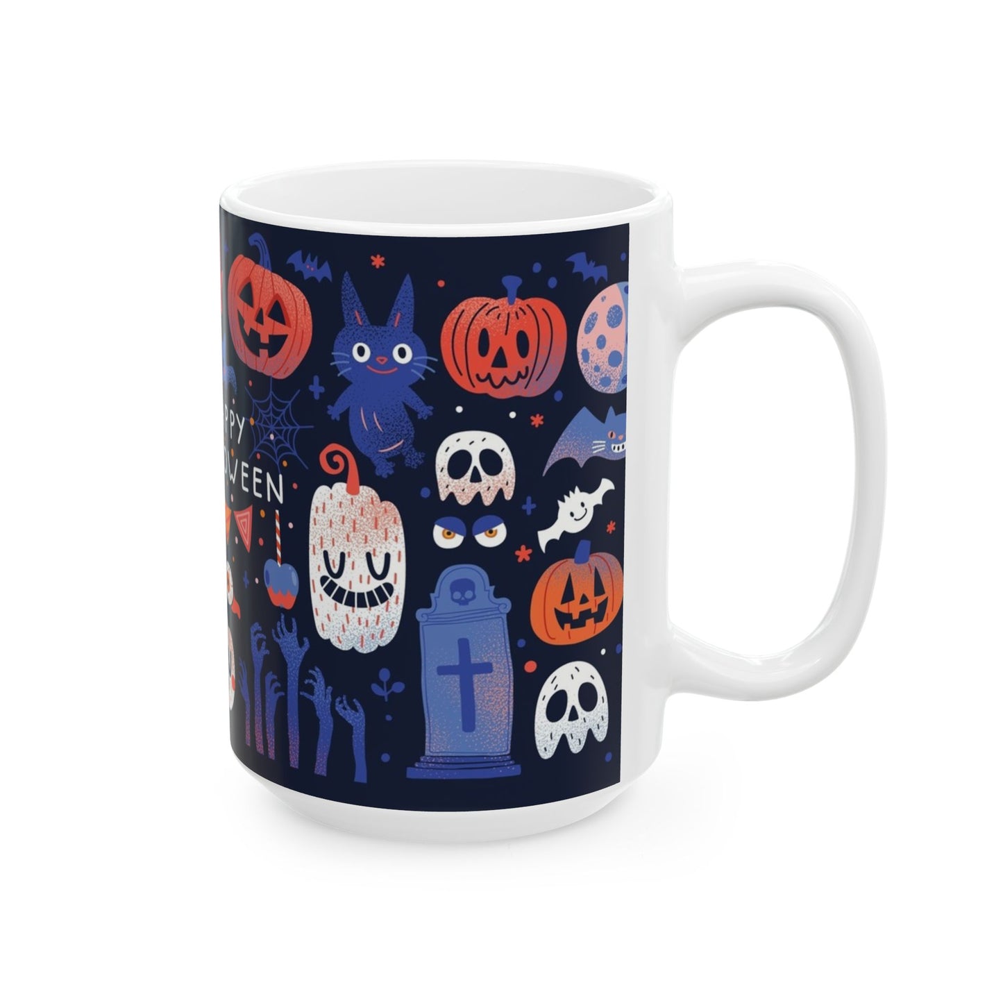 Halloween Ceramic Mug, Cute Ghost Mug, Spooky Coffee Cup, Fall Decor, Trick or Treat Gift