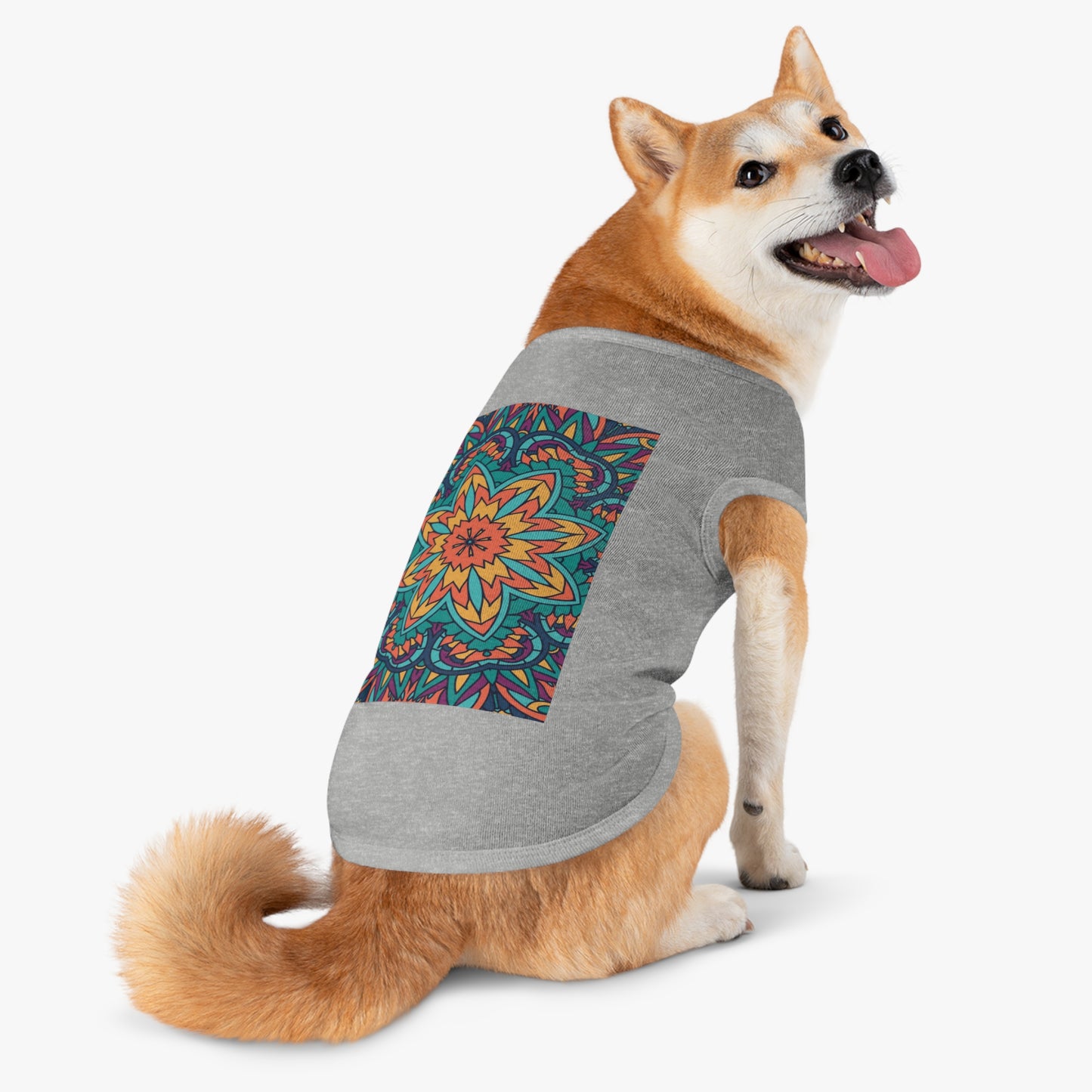 Colorful Pet Tank Top with Mandala Design, Dog Summer Shirt, Cat Apparel, Pet Fashion for Dog Lovers, Fun Pet Gift