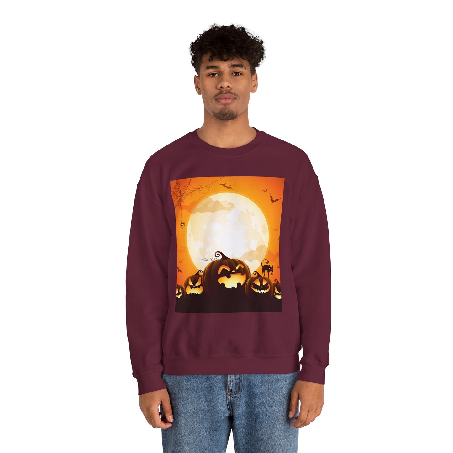 Halloween Pumpkin Sweatshirt, Cozy Fall Sweater, Unisex Crewneck, Halloween Apparel, Spooky Season Gift