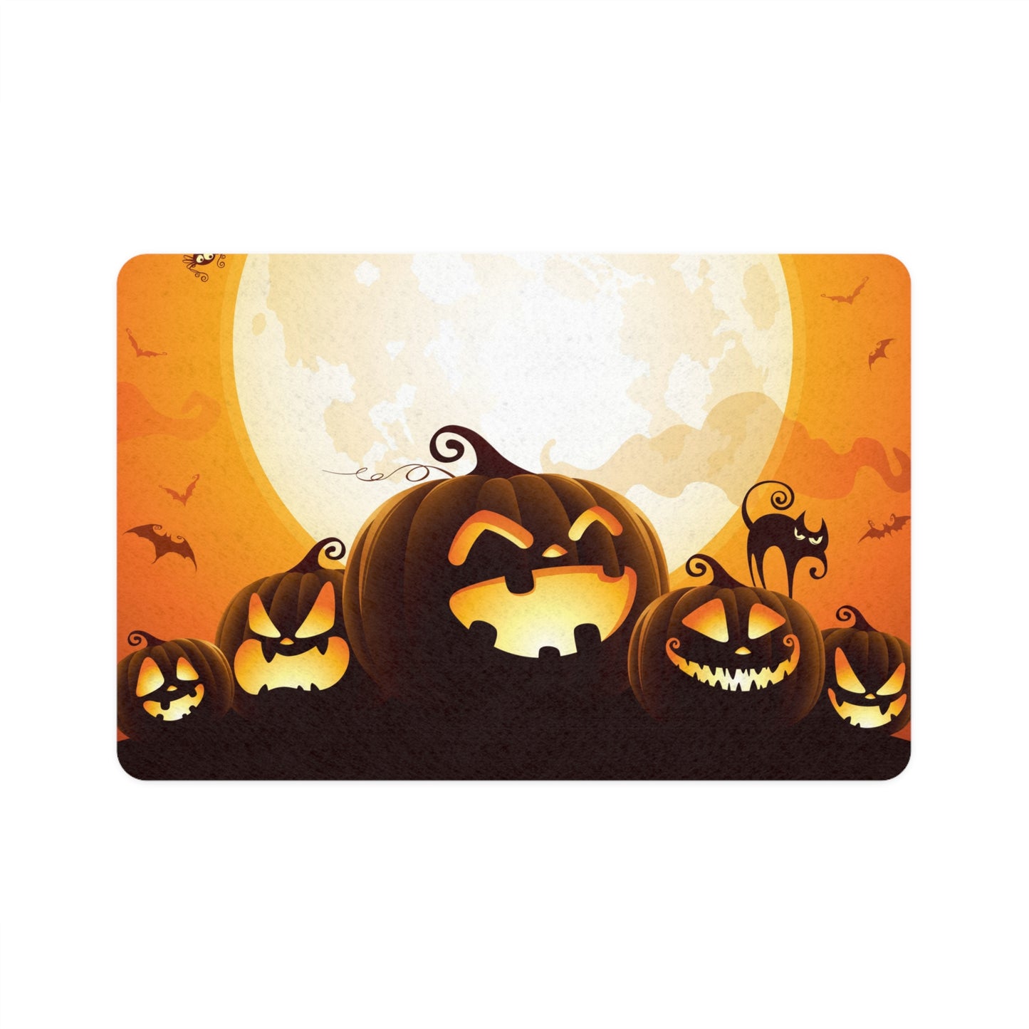 Halloween Pet Food Mat - Fun Cat & Pumpkin Design, Pet Feeding Station, Fall Décor, Dog & Cat Lovers Gift, Halloween Decorations