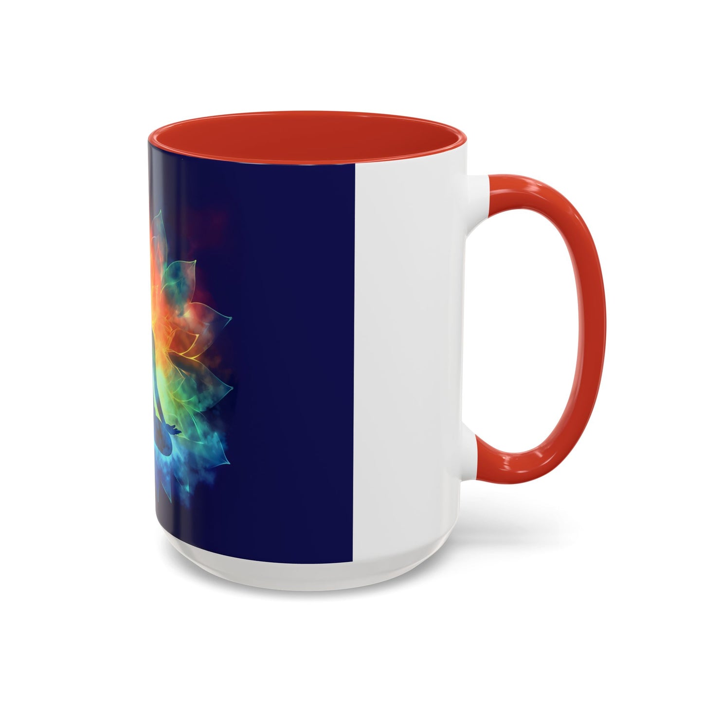 Meditative Rainbow Coffee Mug, Colorful Tea Cup, Yoga Gift, Mindfulness Decor, Vibrant Beverage Holder
