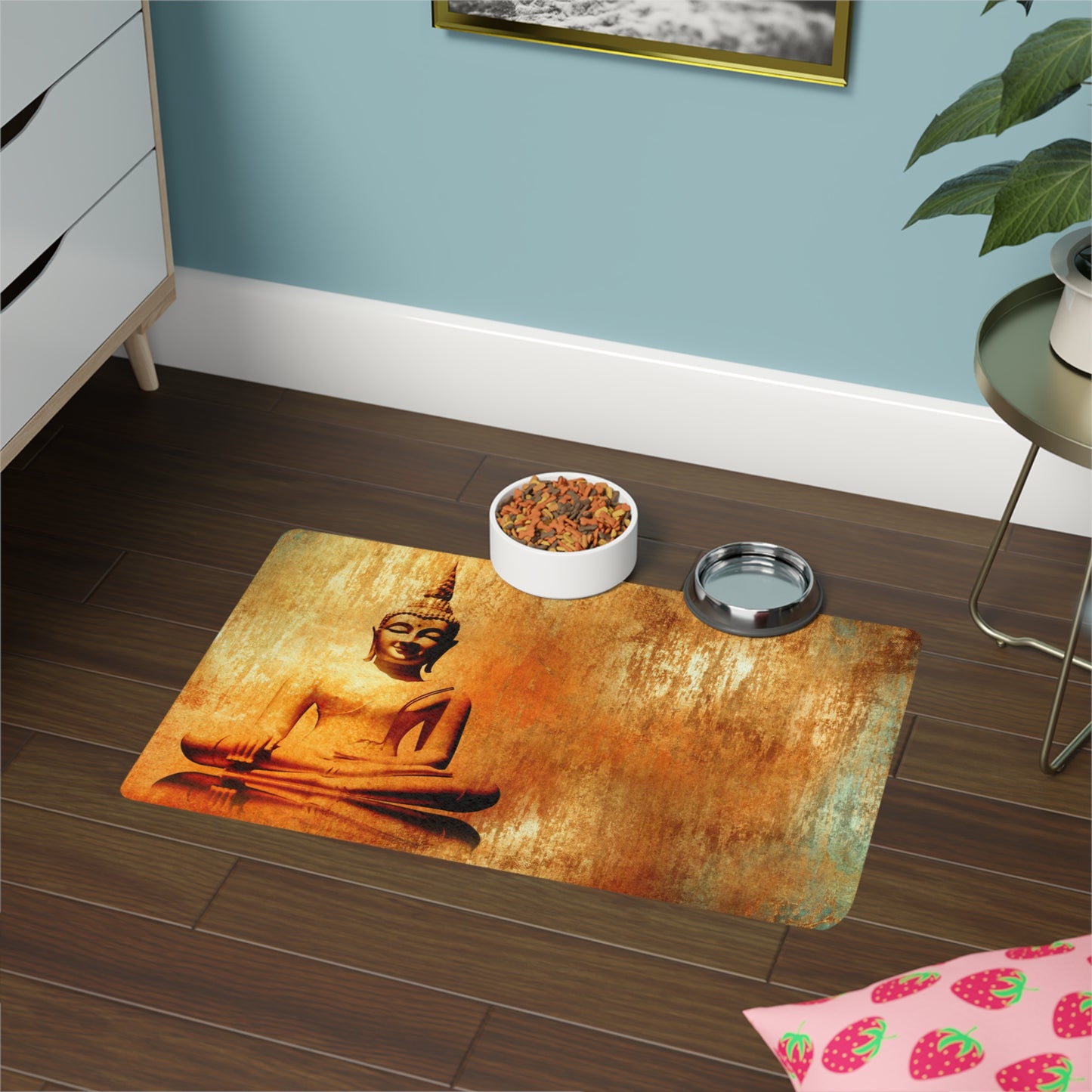 Buddha Pet Food Mat, Tranquil Pet Feeding Area, Dog Feeding Mat, Cat Food Tray, Yoga Home Decor, Zen Pet Accessory