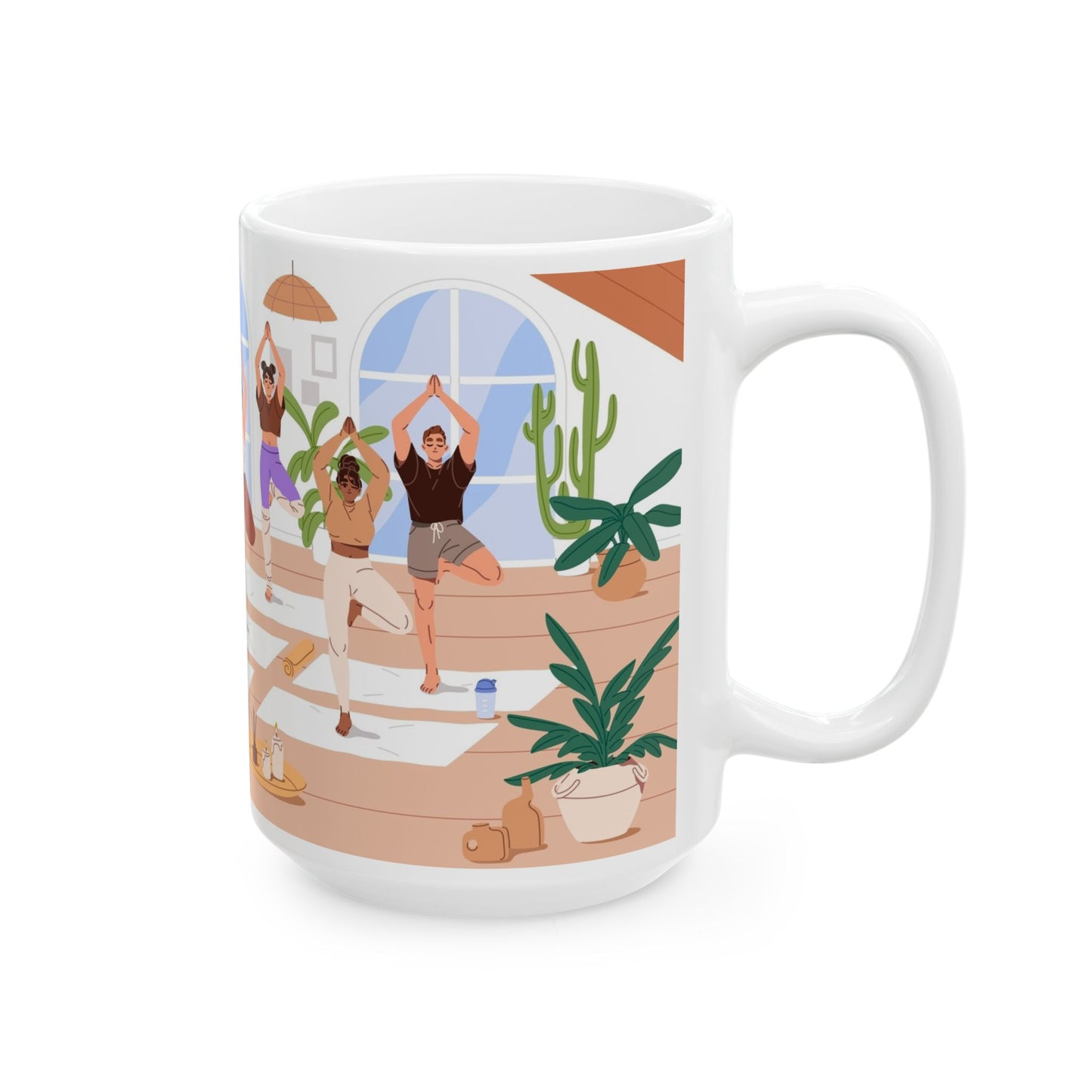 Yoga Studio Ceramic Mug, Relaxation Gift, Plant Lover Mug, Meditation Cup, Cozy Home Decor, Wellness Coffee Mug