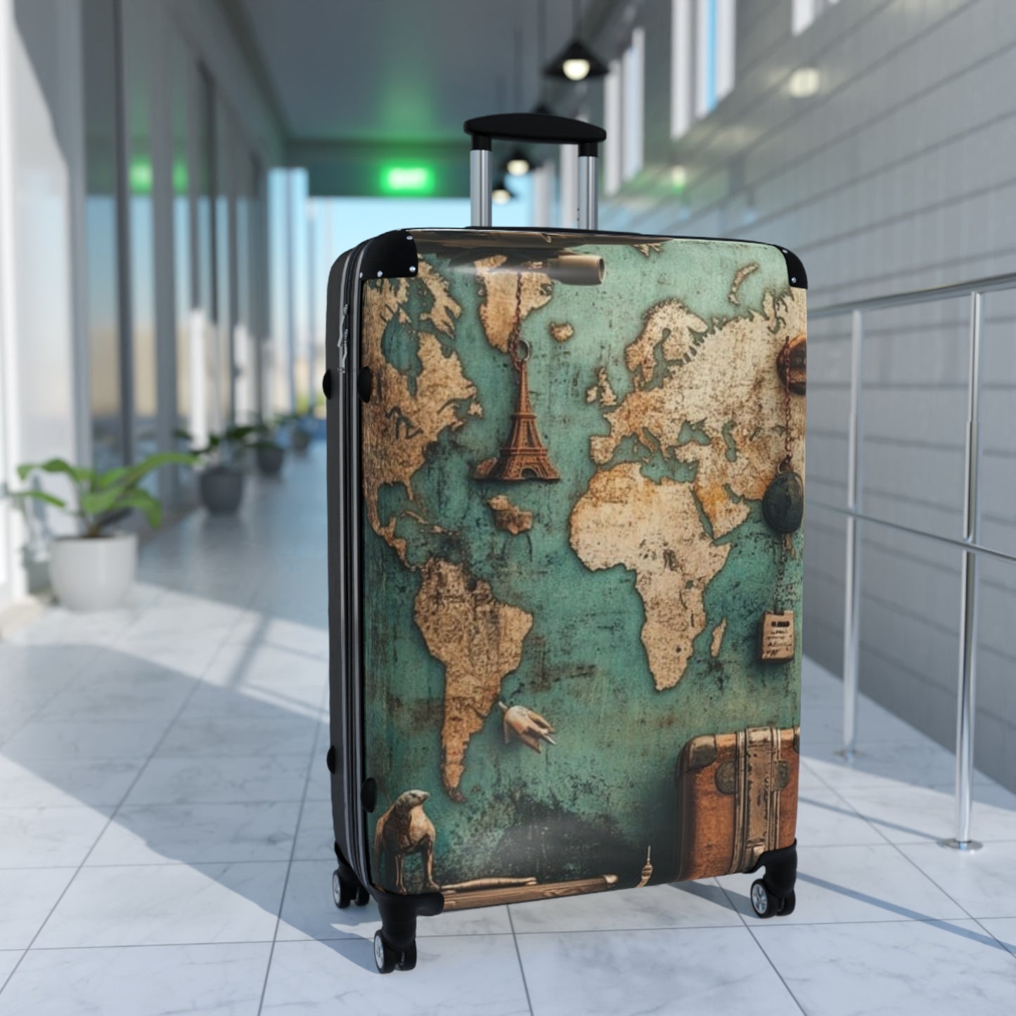 Vintage World Map Suitcase - Travel Bag for Adventurers