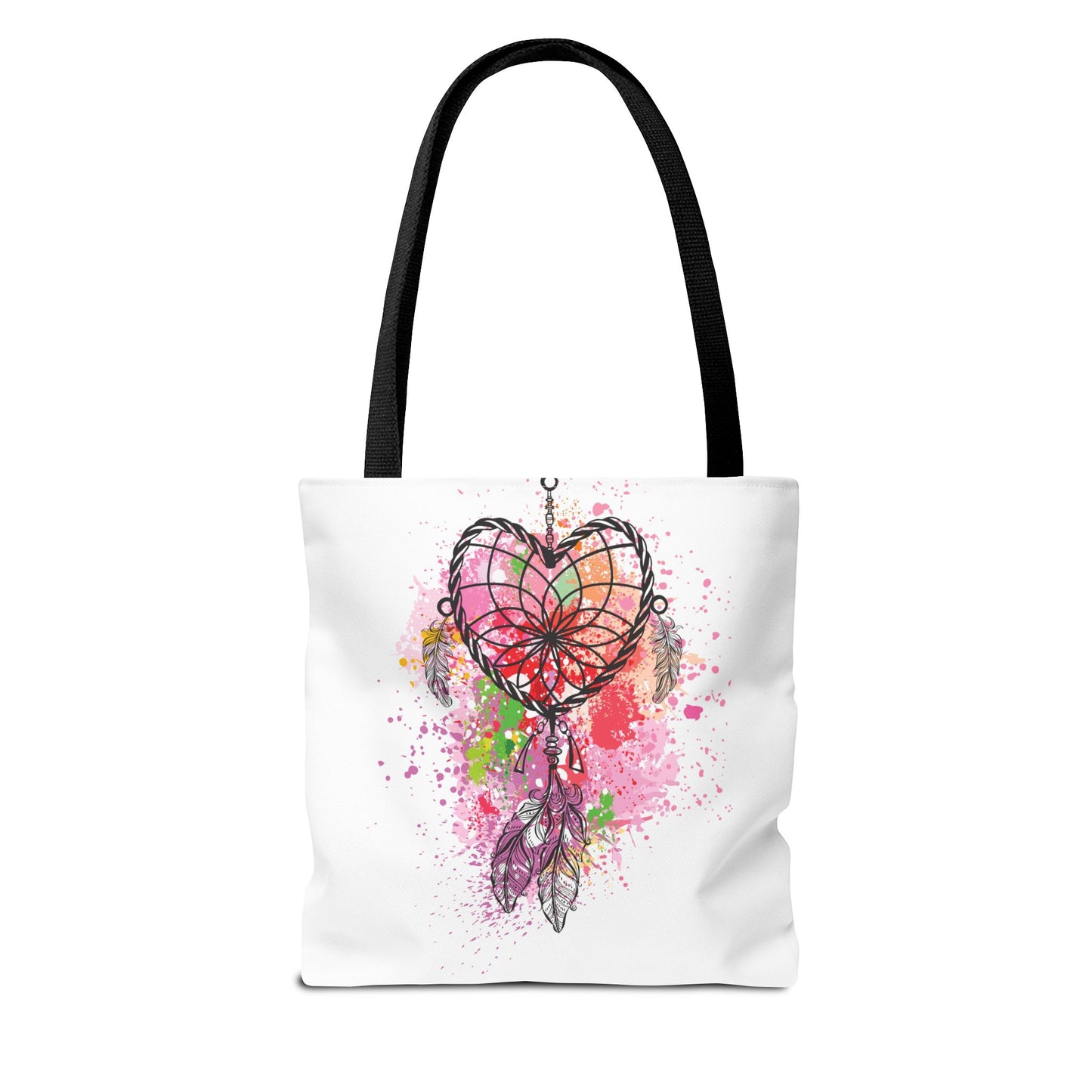 Dreamcatcher Tote Bag, Bohemian Style Bag, Heart Design Canvas Tote, Unique Gift for Her, Eco-Friendly Shopping Bag, Festival Accessory