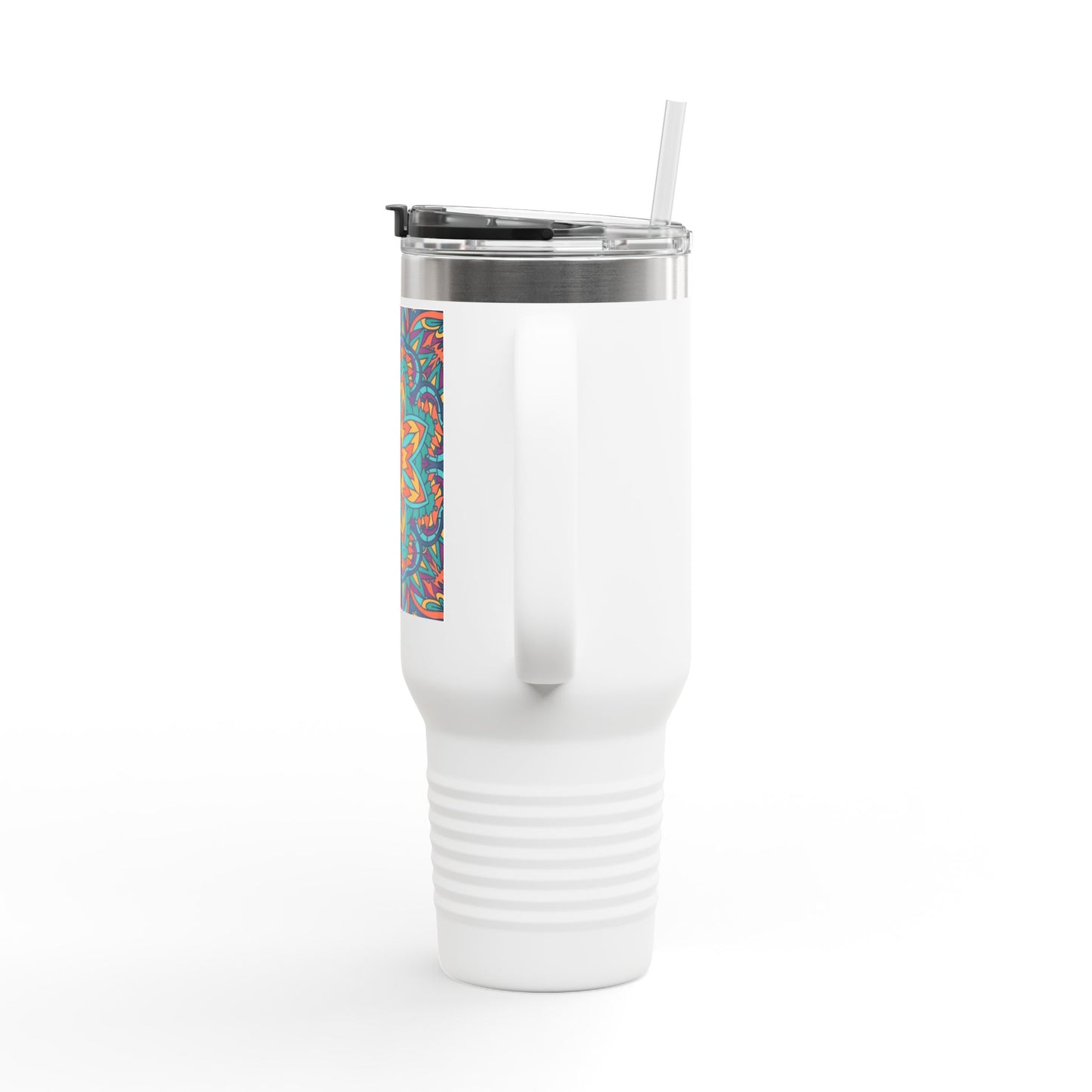 Colorful Mandala Insulated Travel Mug, 40oz - Perfect for Coffee Lovers, On-the-Go Hydration, Gifts, and Celebrations