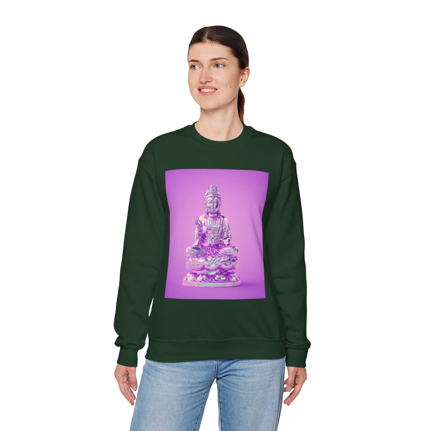 Buddha Vibes Crewneck Sweatshirt | Chill Relaxation Apparel, Yoga Gift, Meditation Outfit, Cozy Sweatshirt, Spiritual Wear