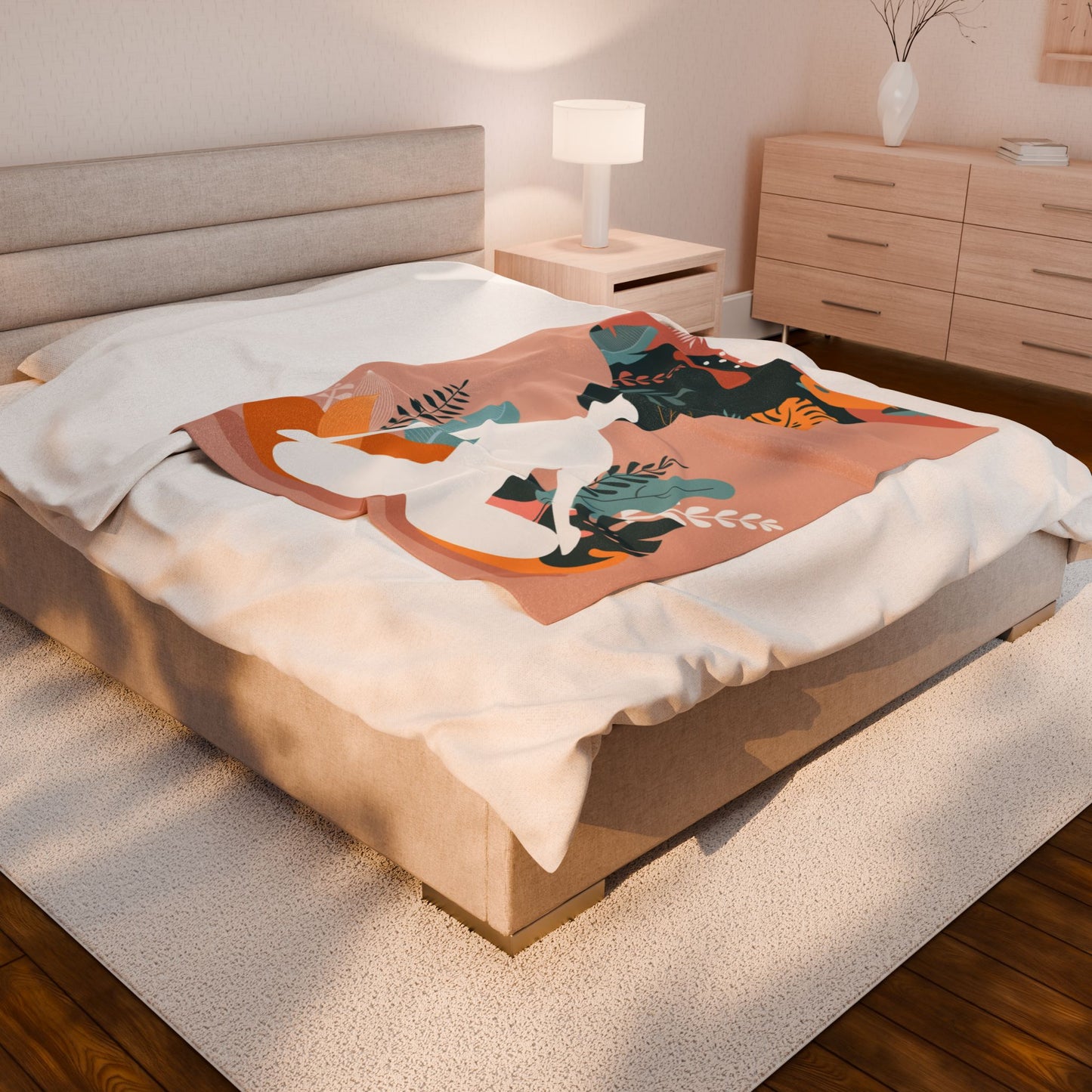 Yoga Meditative Vibes Velveteen Plush Blanket | Cozy Throws for Mindfulness, Home Decor, Relaxation