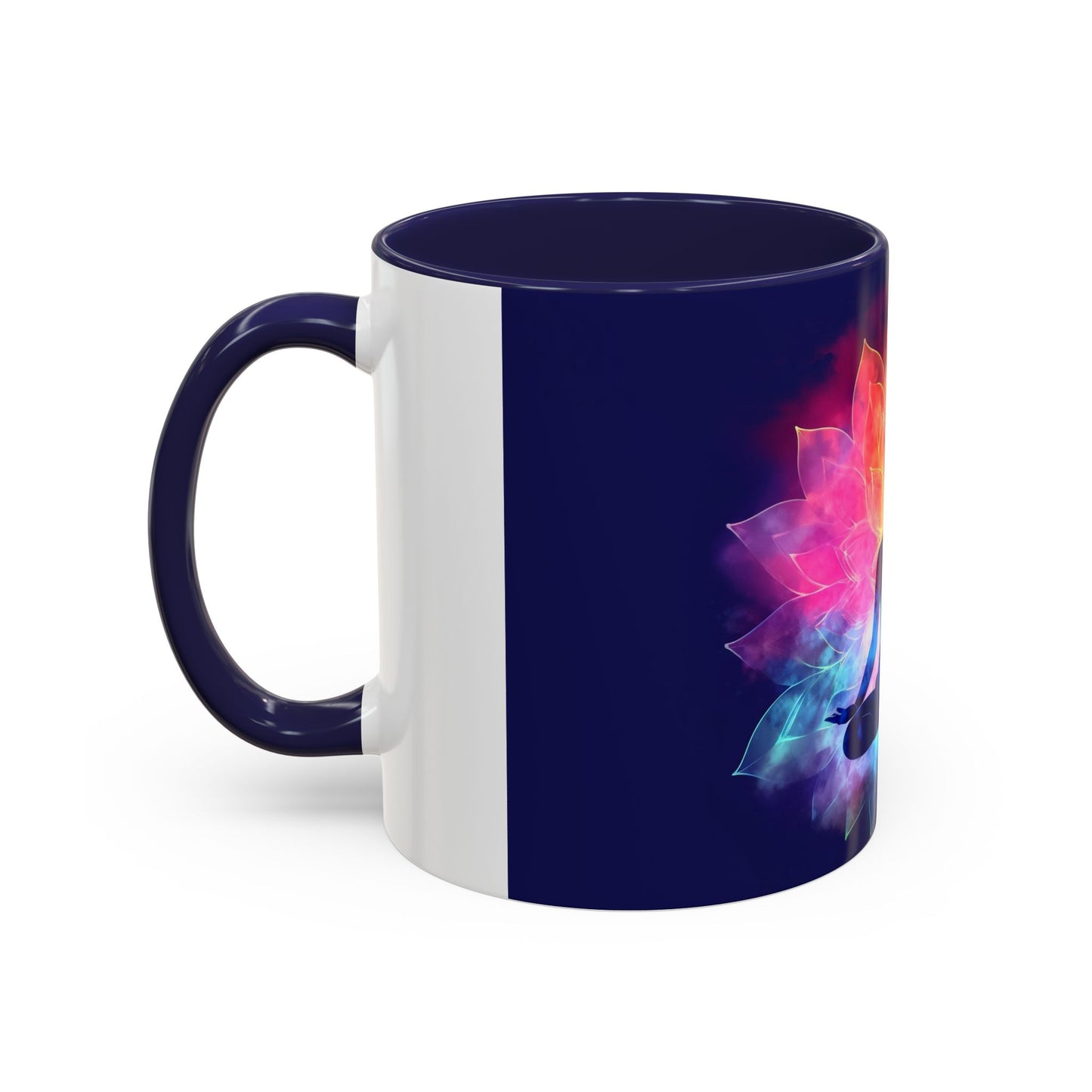 Meditative Rainbow Coffee Mug, Colorful Tea Cup, Yoga Gift, Mindfulness Decor, Vibrant Beverage Holder
