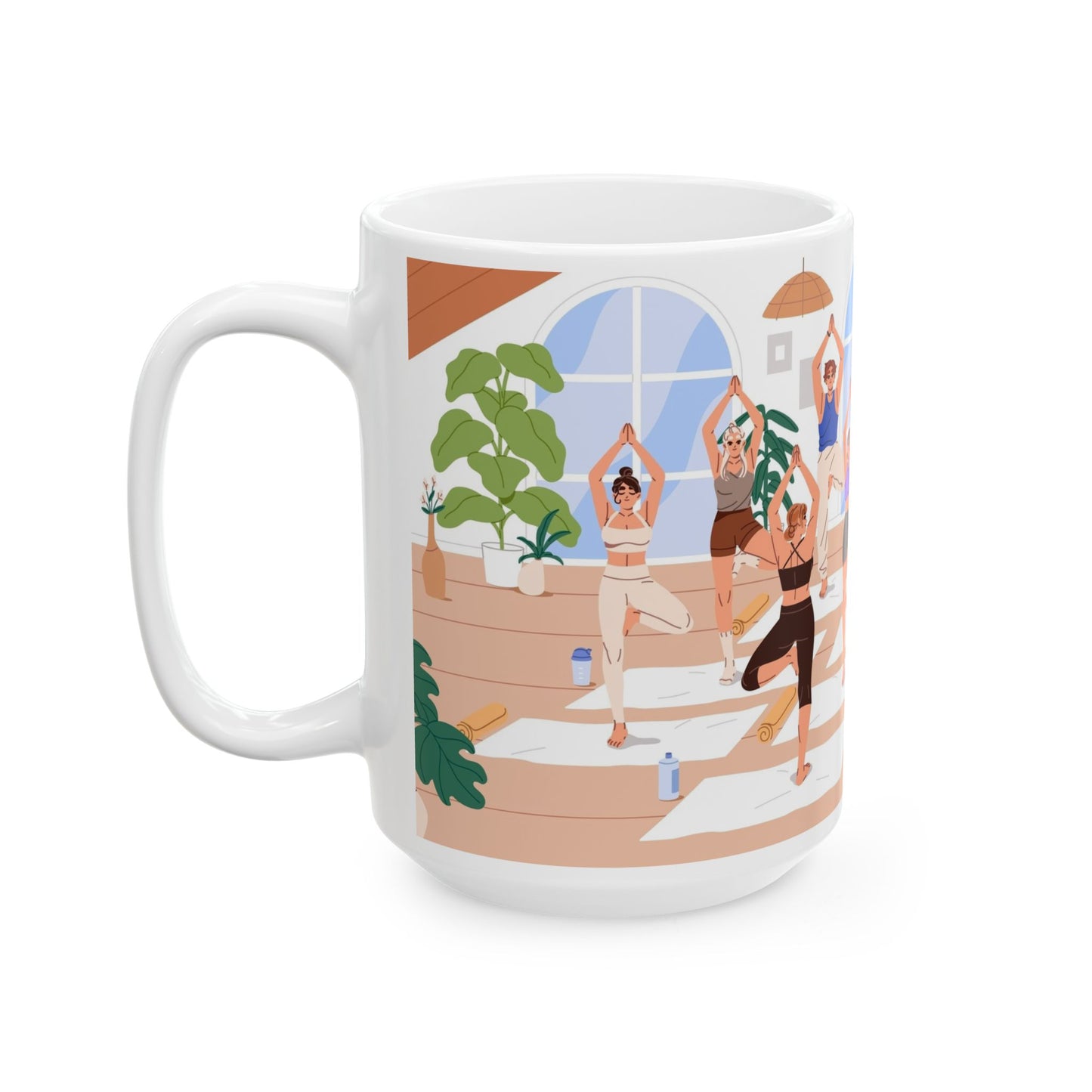 Yoga Studio Ceramic Mug, Relaxation Gift, Plant Lover Mug, Meditation Cup, Cozy Home Decor, Wellness Coffee Mug