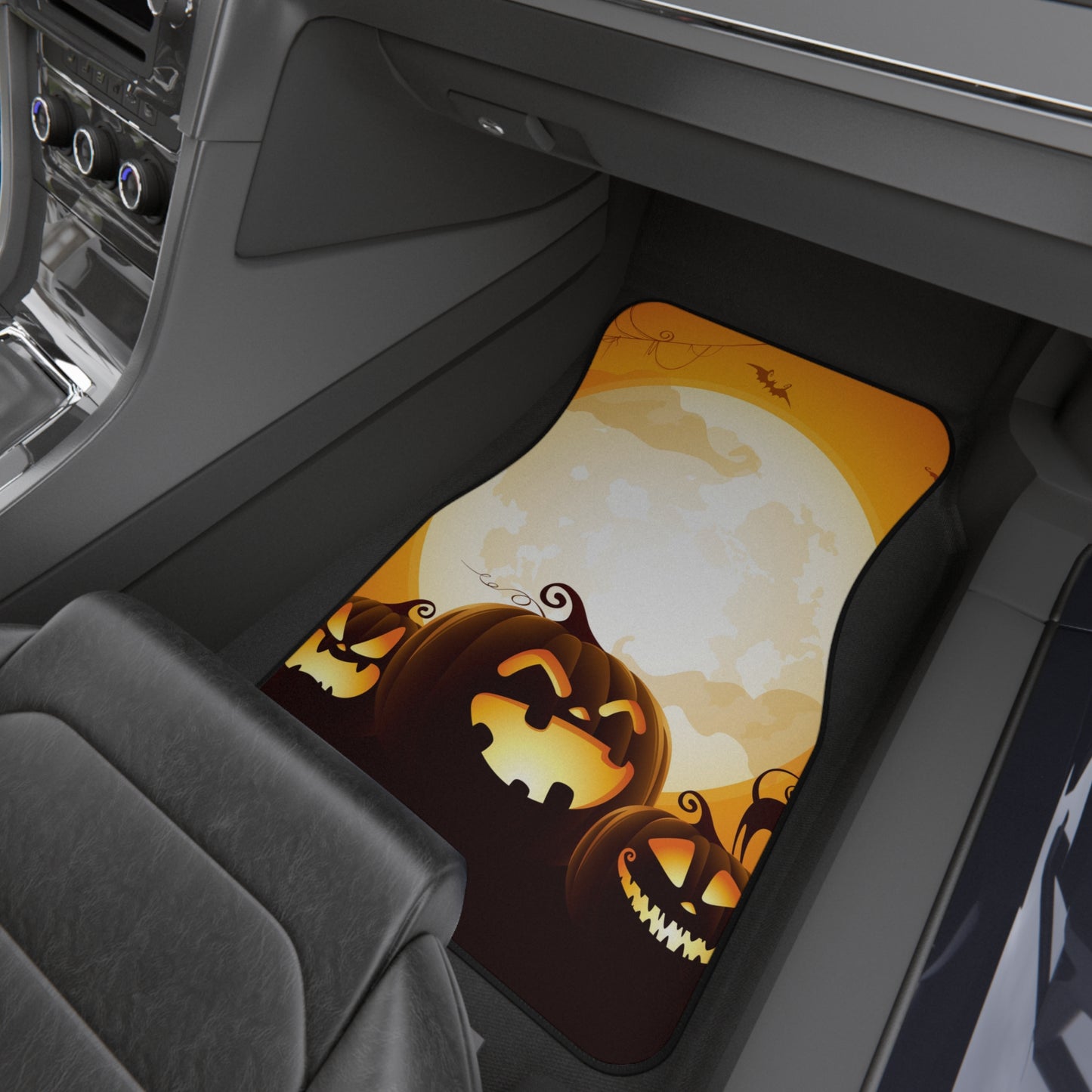 Halloween Car Mats - Spooky Pumpkin Design, Fall Decor, Autumn Gift, Car Accessories, Halloween Party
