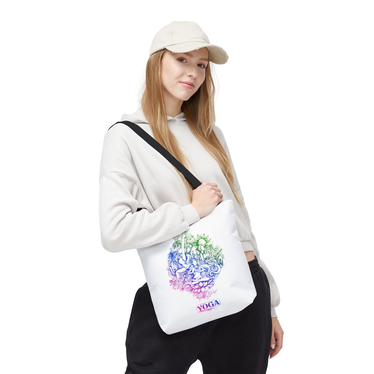 Yoga-Inspired Tote Bag, Colorful Yoga Art, Eco-Friendly Shopping, Yoga Gifts, Gym Bag, Bohemian Style