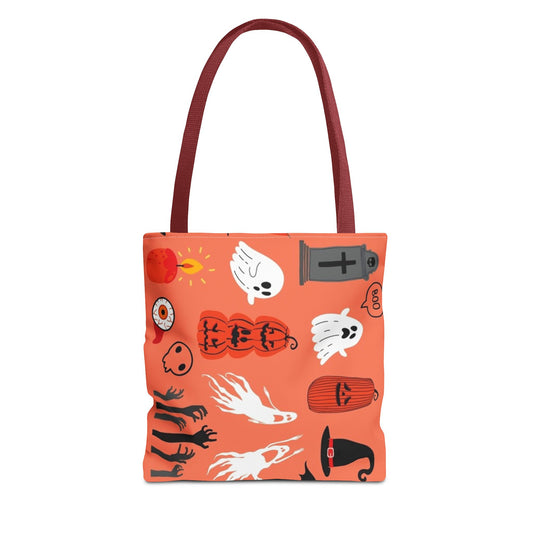 Halloween Spirit Tote Bag, Spooky Shopping Bag, Fall Accessory, Ghosts and Bats Tote, Trick or Treat Bag, Festival Style