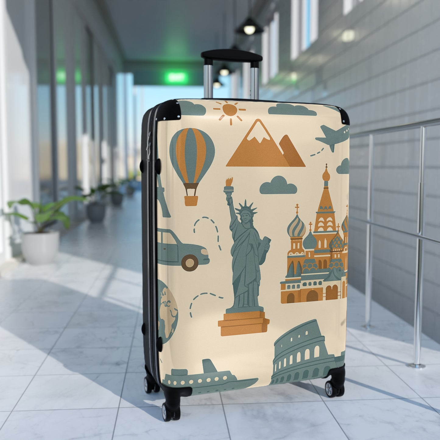 Travel-Inspired Suitcase with Iconic Landmarks Design