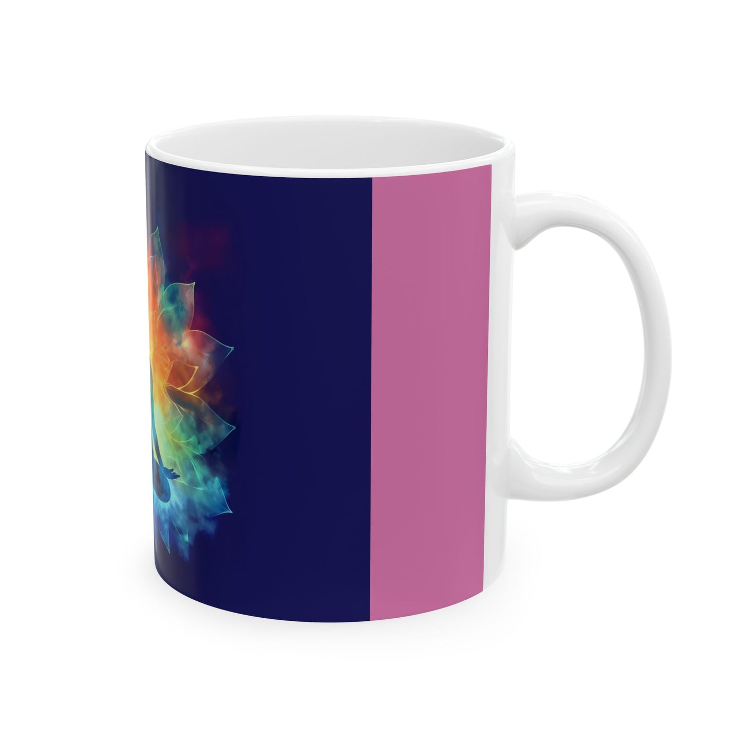 Meditation Ceramic Mug, Colorful Buddha Mug, Yoga Gift, Mindfulness Mug, Inspirational Drinkware, Spiritual Gift, Chakra Mug
