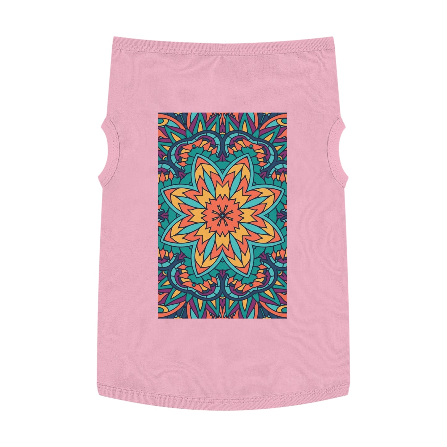 Colorful Pet Tank Top with Mandala Design, Dog Summer Shirt, Cat Apparel, Pet Fashion for Dog Lovers, Fun Pet Gift