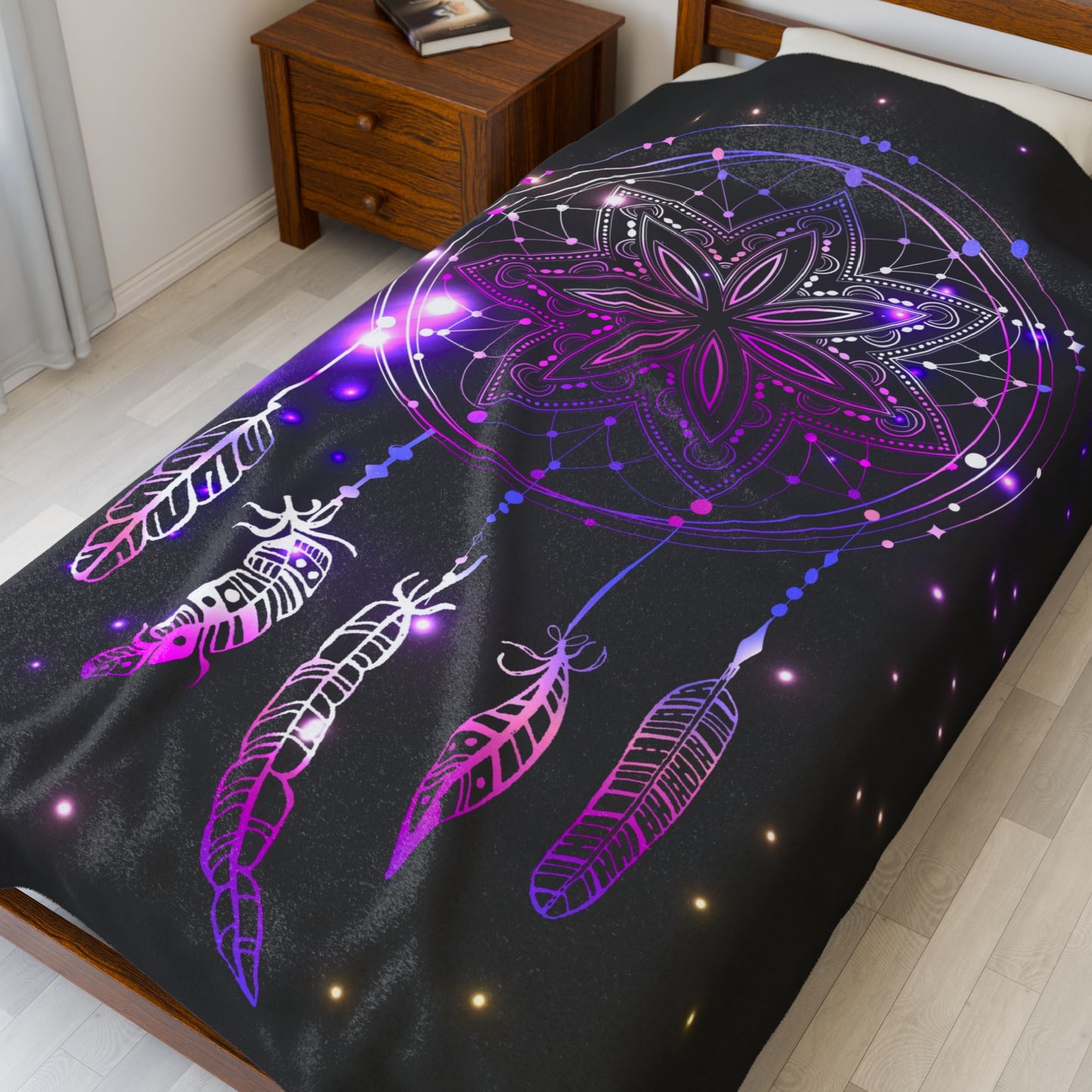 Dreamcatcher Velveteen Plush Blanket, Cozy Throw for Home, Kids Room Decor, Perfect Gift, Boho Style