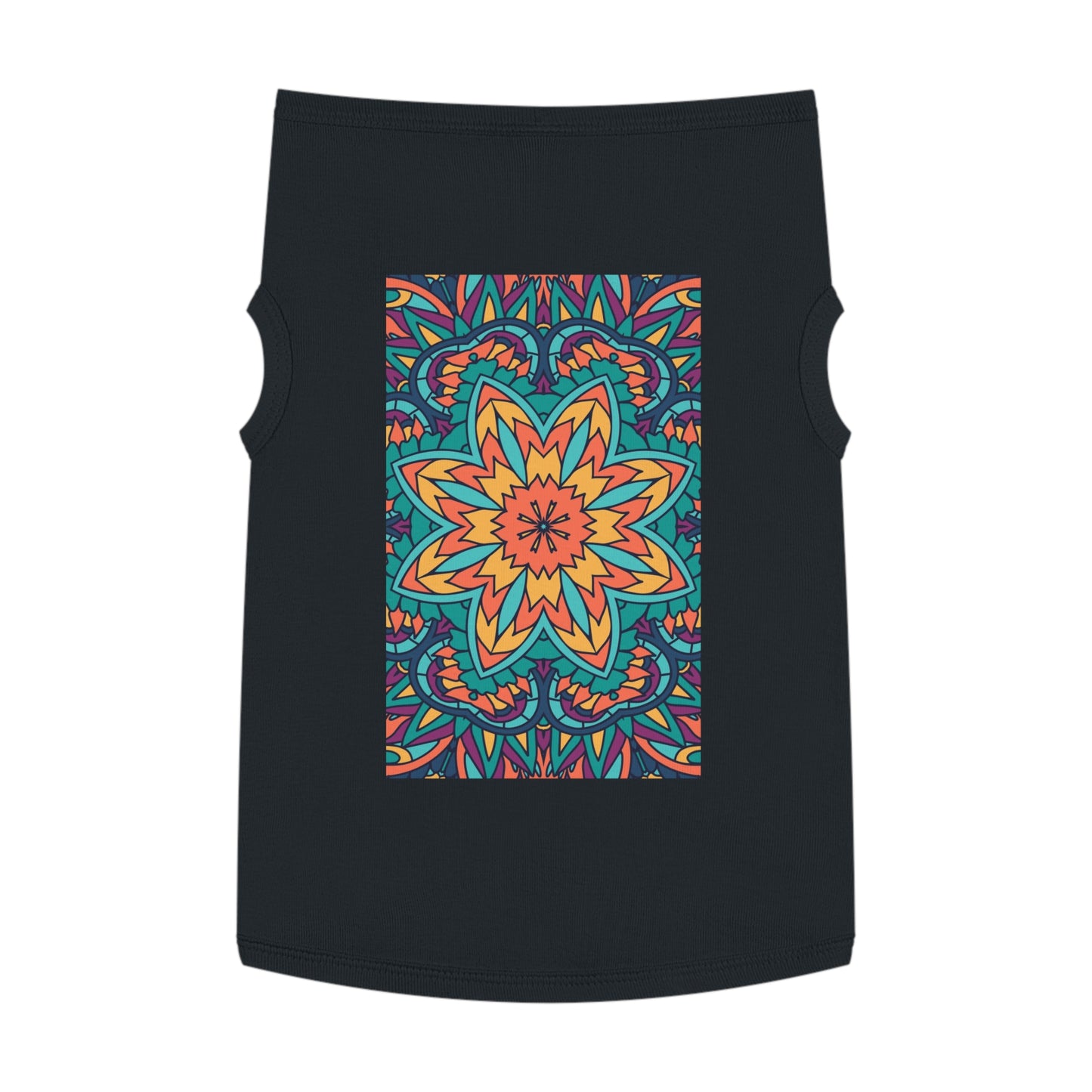Colorful Pet Tank Top with Mandala Design, Dog Summer Shirt, Cat Apparel, Pet Fashion for Dog Lovers, Fun Pet Gift