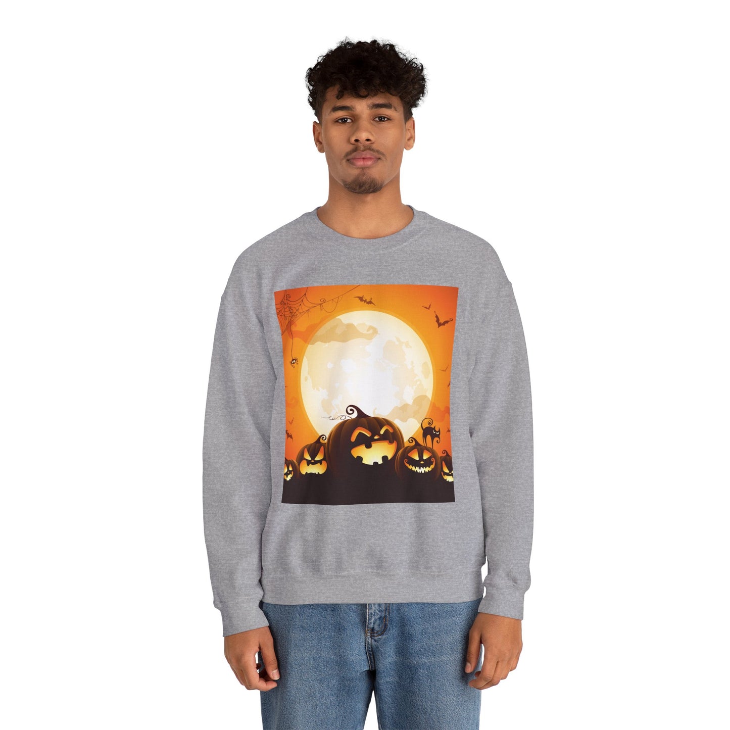 Halloween Pumpkin Sweatshirt, Cozy Fall Sweater, Unisex Crewneck, Halloween Apparel, Spooky Season Gift