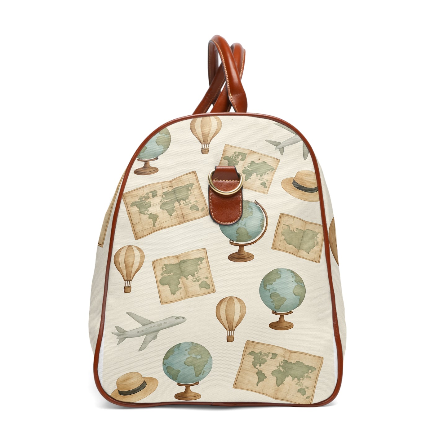 Vintage Travel Waterproof Bag - Globe and Map Design for Adventurers