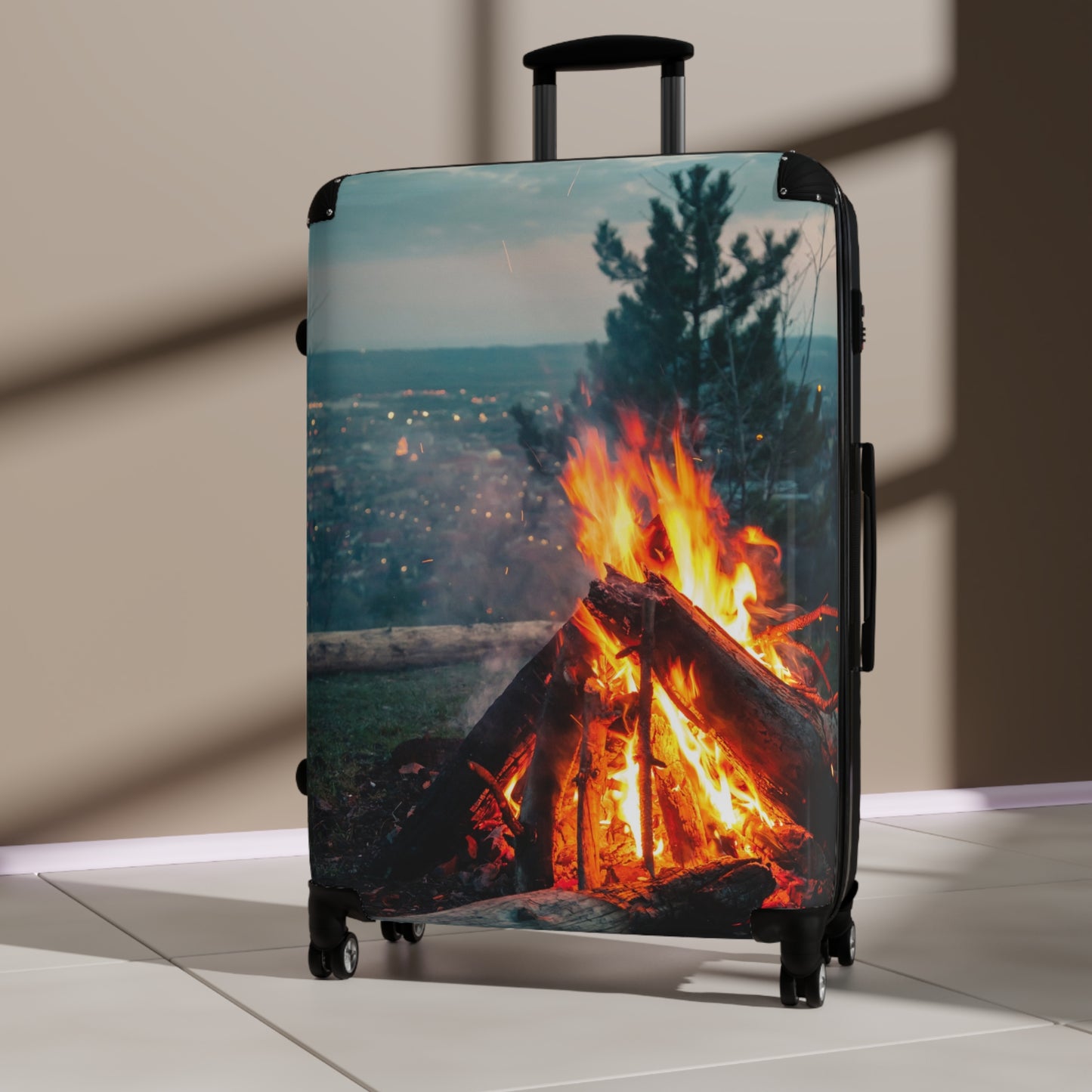 Fireplace Adventure Suitcase - Travel Bag, Luggage, Wanderlust Accessory, Camping Gear, Travel Gift