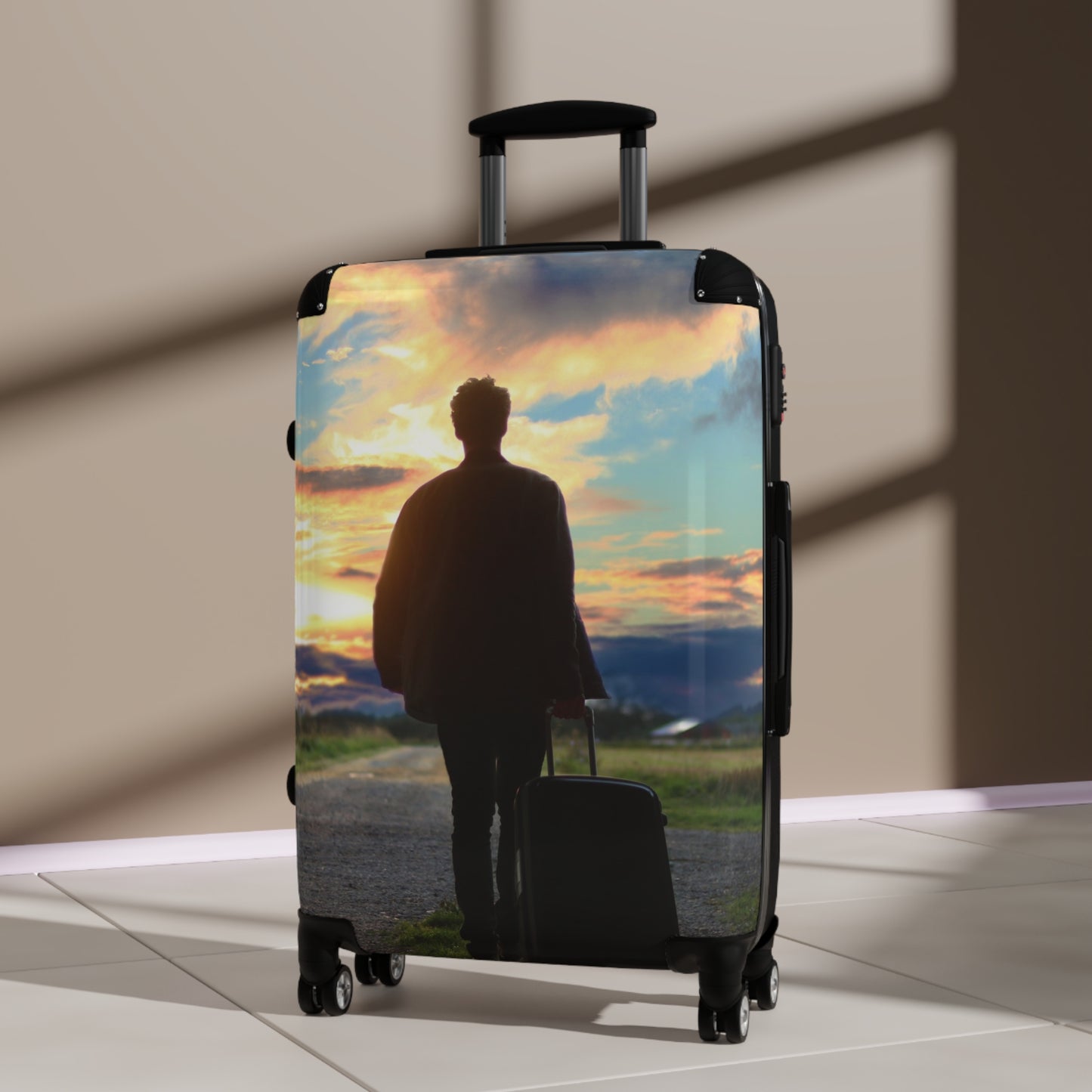 Adventure-Ready Suitcase with Mountain Design