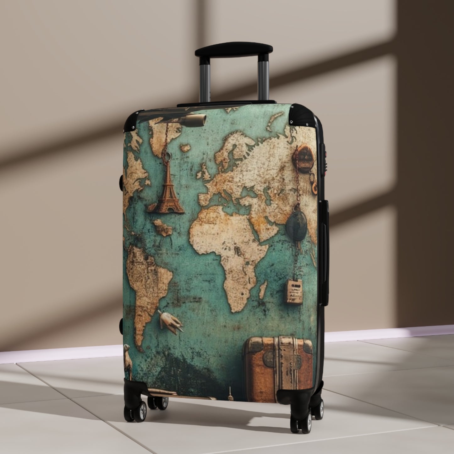Vintage World Map Suitcase - Travel Bag for Adventurers
