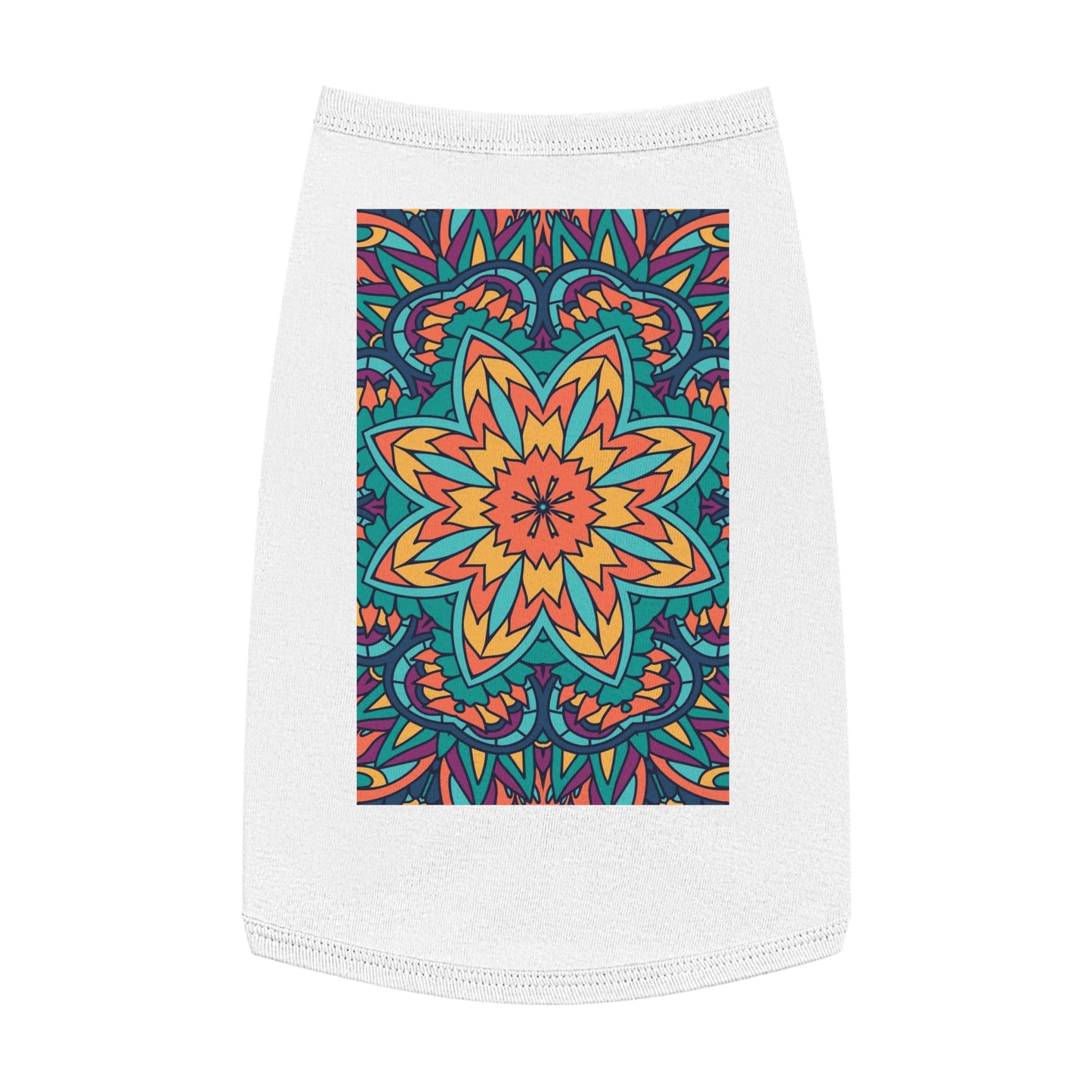 Colorful Pet Tank Top with Mandala Design, Dog Summer Shirt, Cat Apparel, Pet Fashion for Dog Lovers, Fun Pet Gift