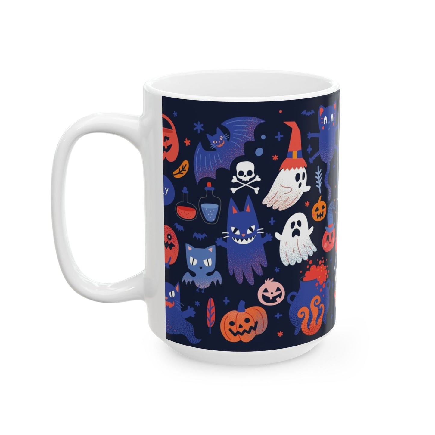 Halloween Ceramic Mug, Cute Ghost Mug, Spooky Coffee Cup, Fall Decor, Trick or Treat Gift