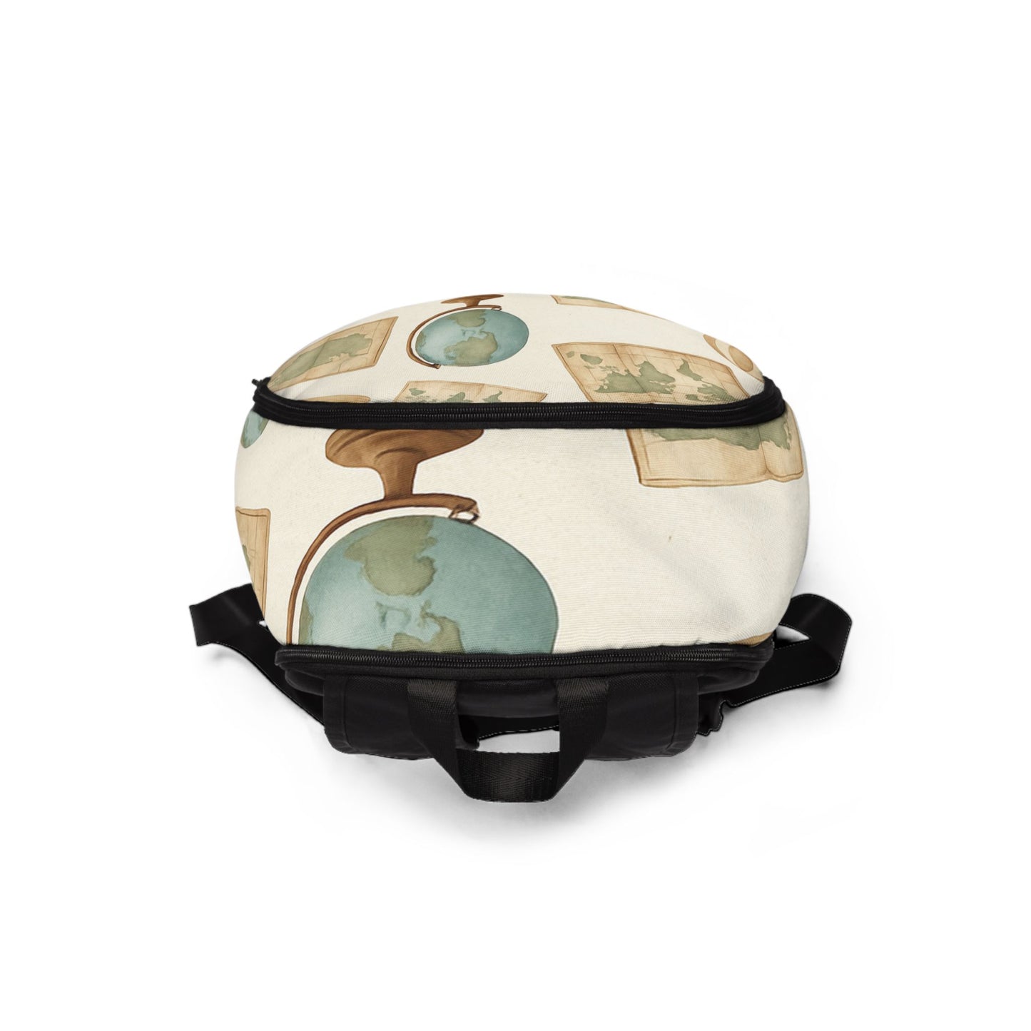Adventure-Themed Unisex Fabric Backpack with World Map Design