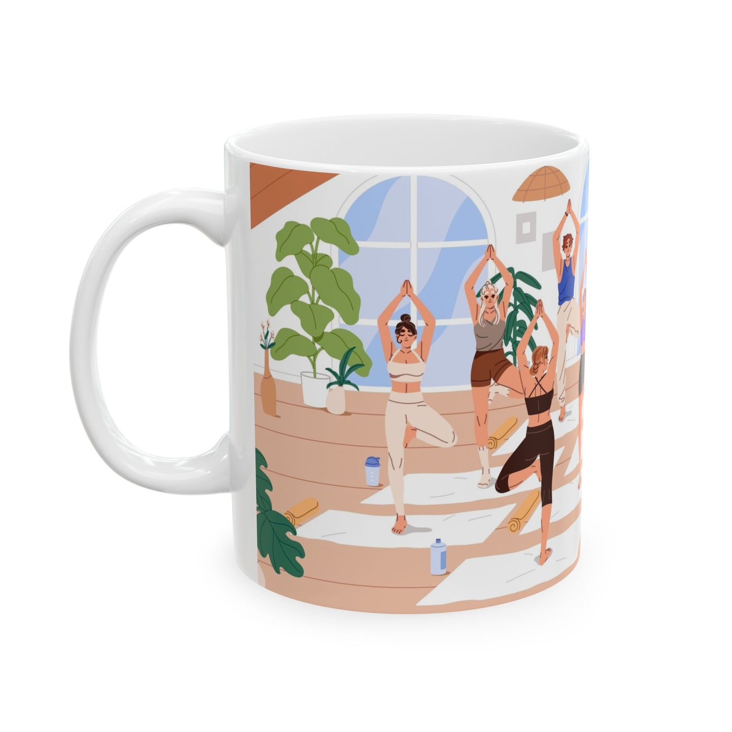 Yoga Studio Ceramic Mug, Relaxation Gift, Plant Lover Mug, Meditation Cup, Cozy Home Decor, Wellness Coffee Mug