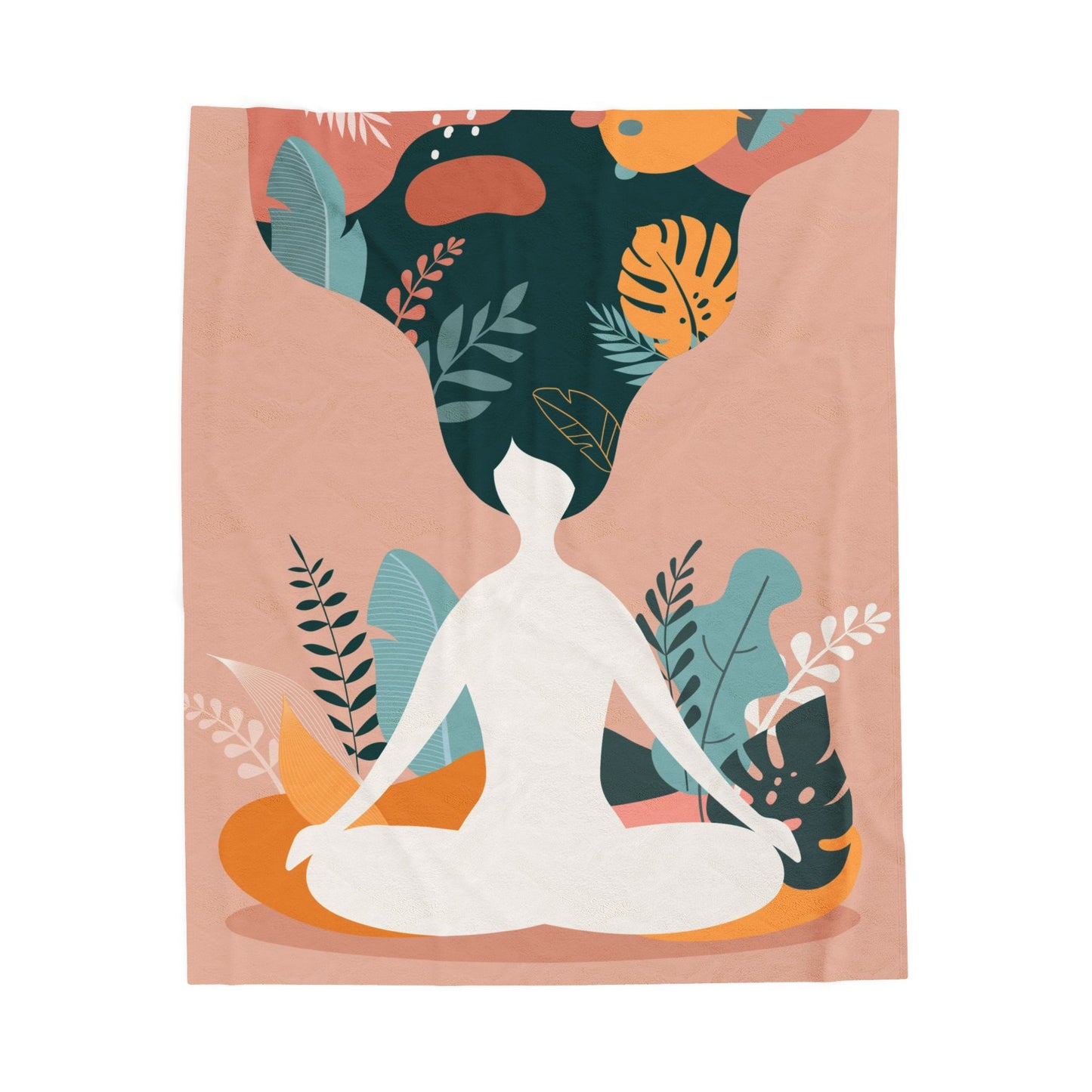 Yoga Meditative Vibes Velveteen Plush Blanket | Cozy Throws for Mindfulness, Home Decor, Relaxation