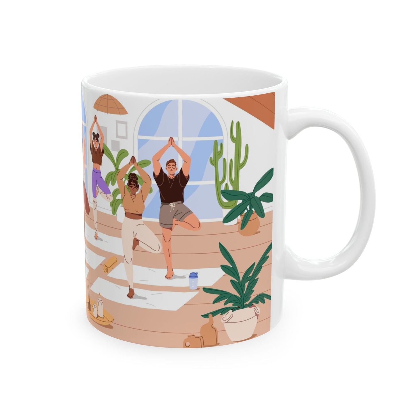 Yoga Studio Ceramic Mug, Relaxation Gift, Plant Lover Mug, Meditation Cup, Cozy Home Decor, Wellness Coffee Mug