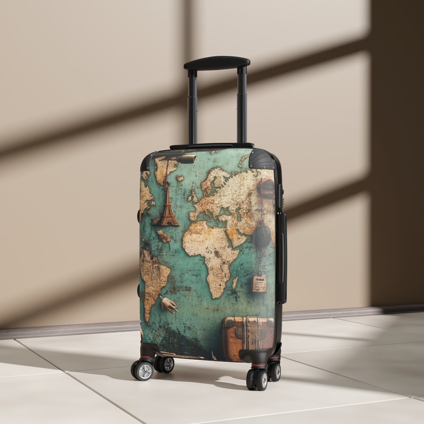 Vintage World Map Suitcase - Travel Bag for Adventurers