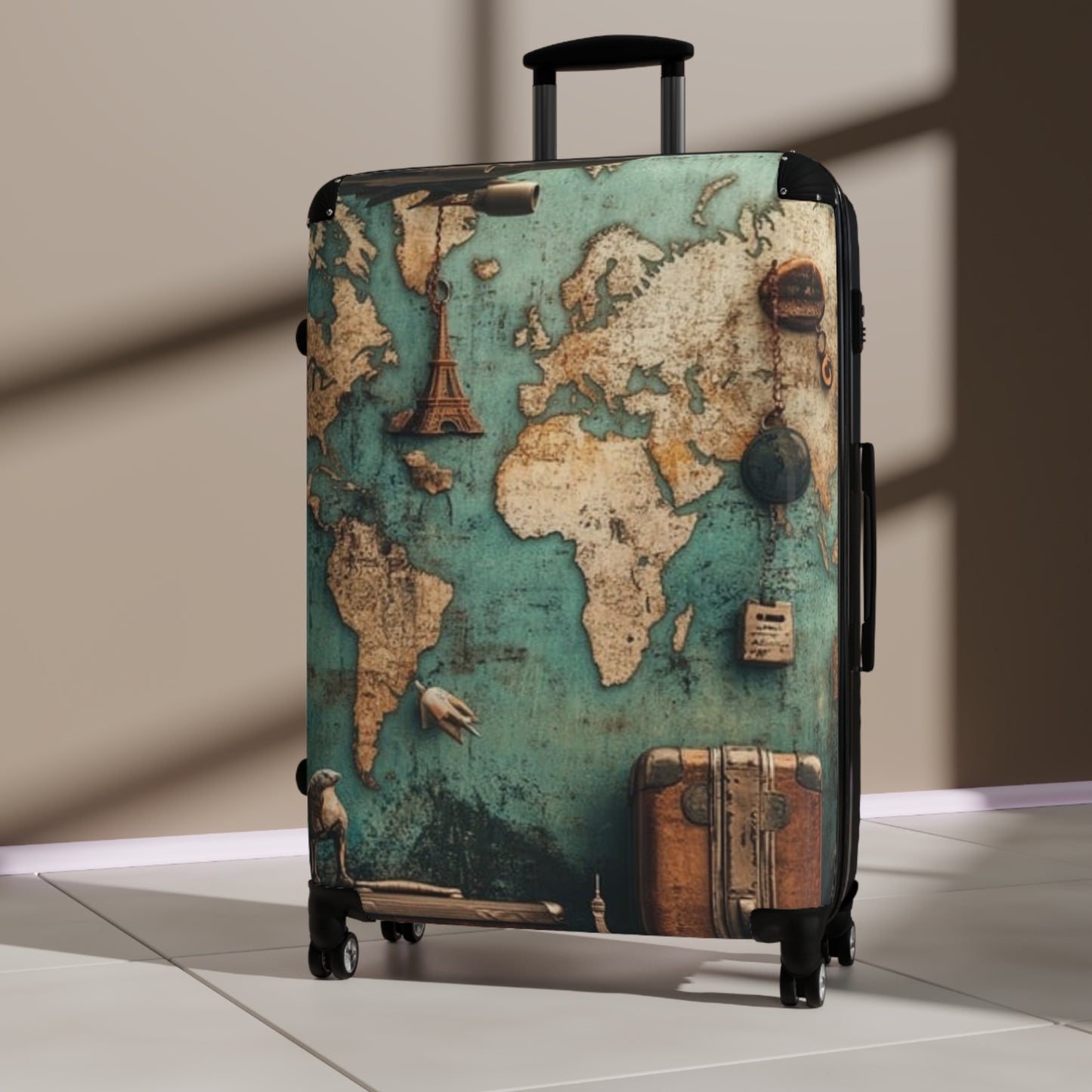 Vintage World Map Suitcase - Travel Bag for Adventurers