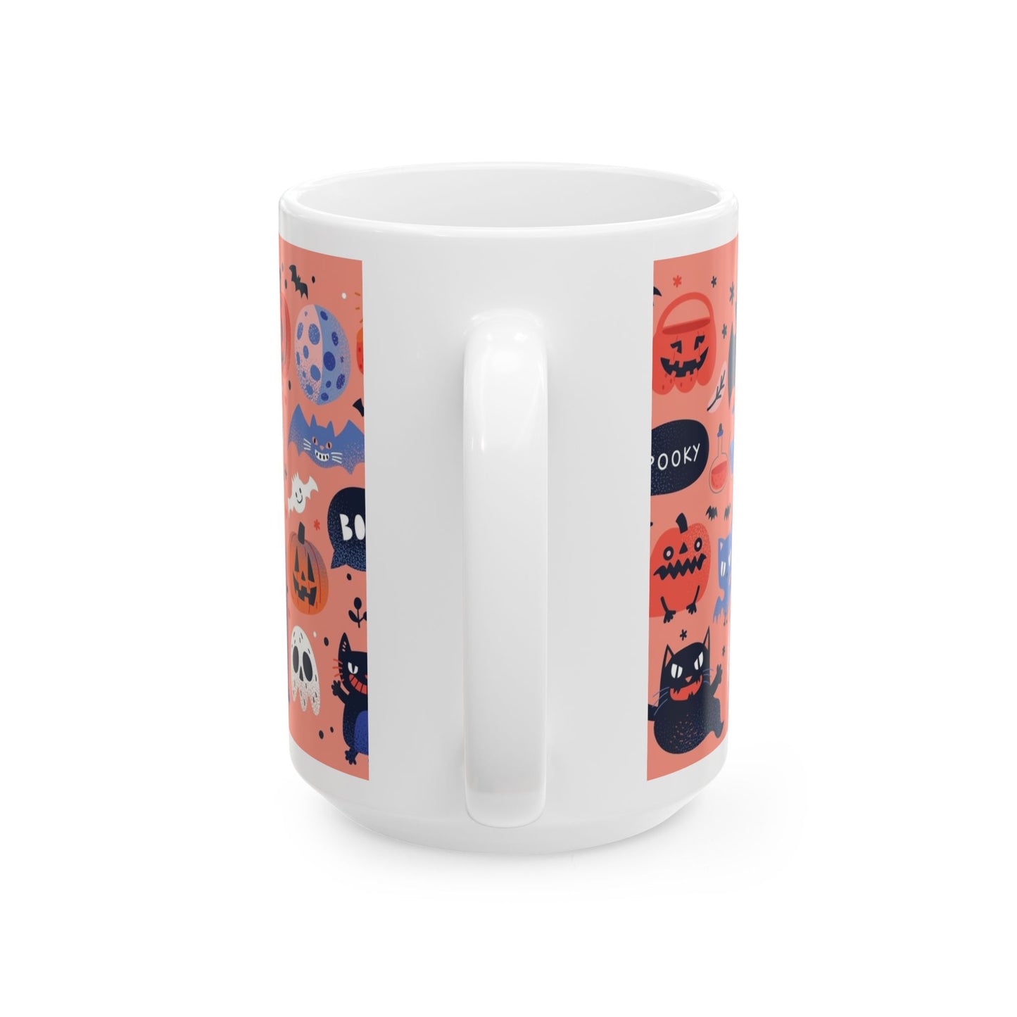 Halloween-Inspired Ceramic Mug, Cute Halloween Mug, Spooky Coffee Cup, Festive Drinkware, Trick-or-Treat Mug