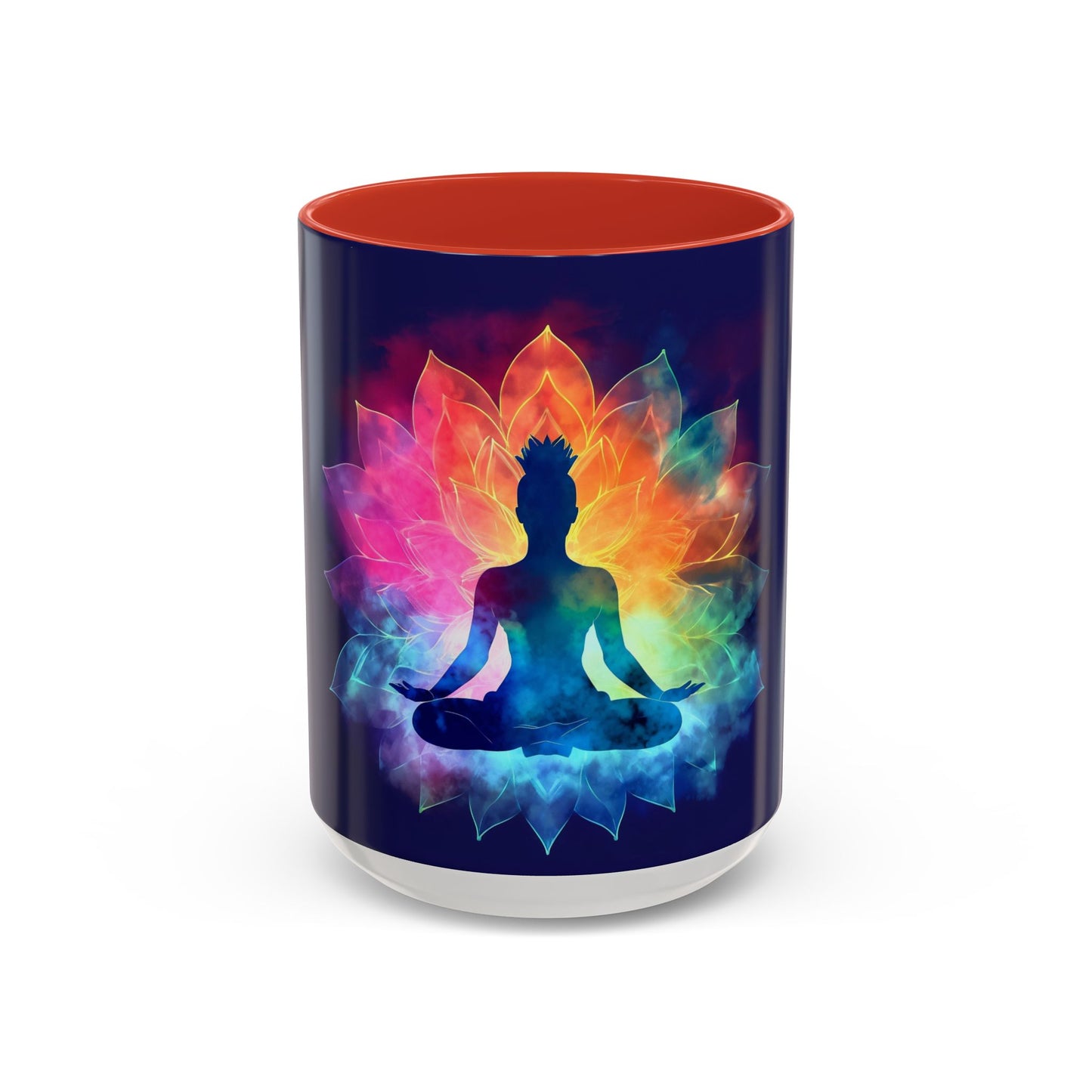Meditative Rainbow Coffee Mug, Colorful Tea Cup, Yoga Gift, Mindfulness Decor, Vibrant Beverage Holder