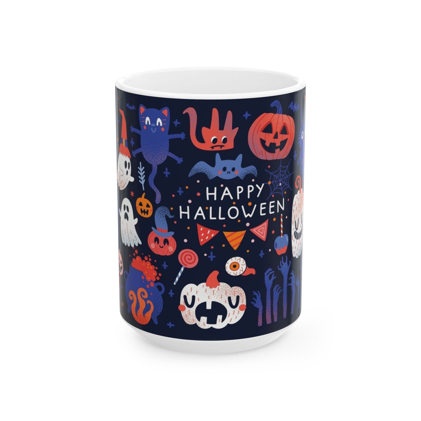 Halloween Ceramic Mug, Cute Ghost Mug, Spooky Coffee Cup, Fall Decor, Trick or Treat Gift