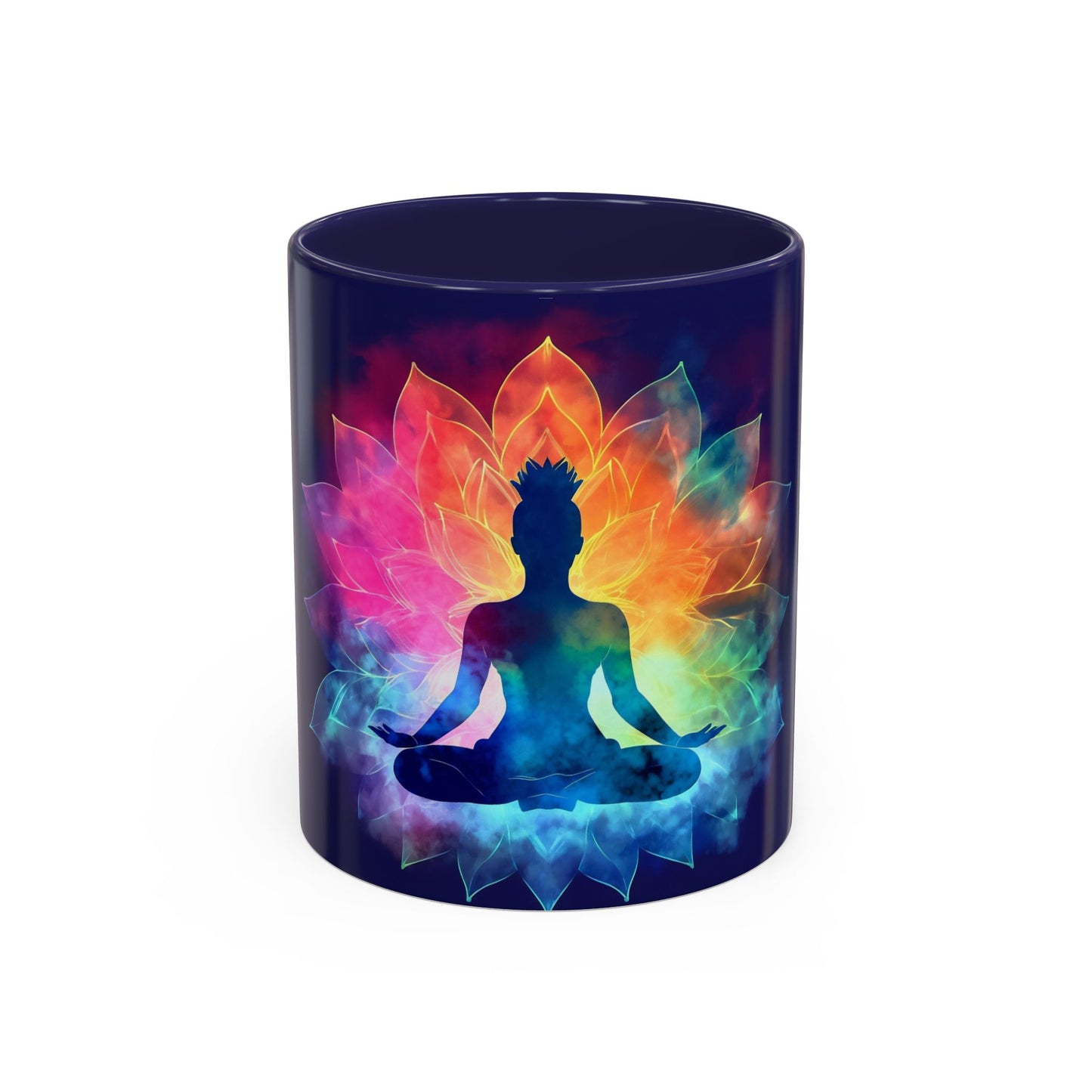 Meditative Rainbow Coffee Mug, Colorful Tea Cup, Yoga Gift, Mindfulness Decor, Vibrant Beverage Holder