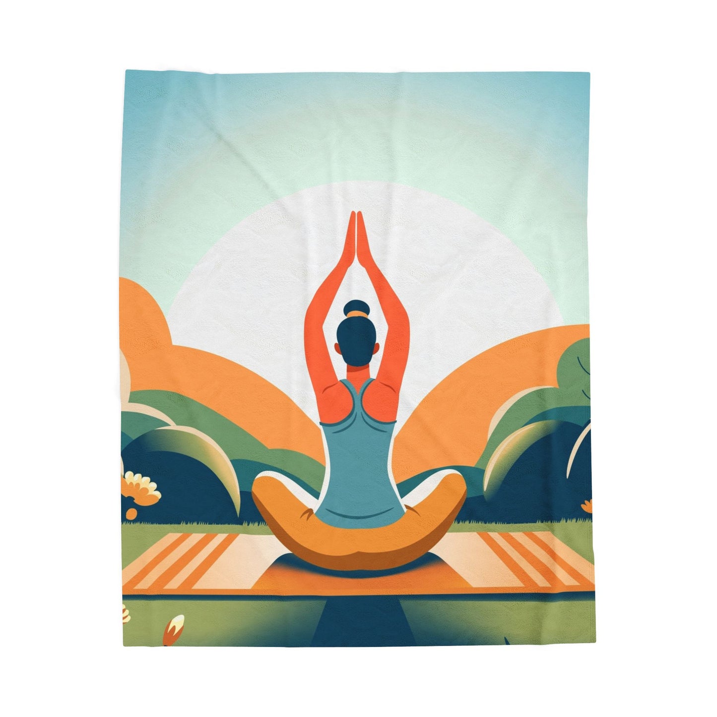 Serene Meditation Velveteen Plush Blanket, Cozy Throw for Mindfulness, Yoga Decor, Self-Care Gift, Relaxation Blanket