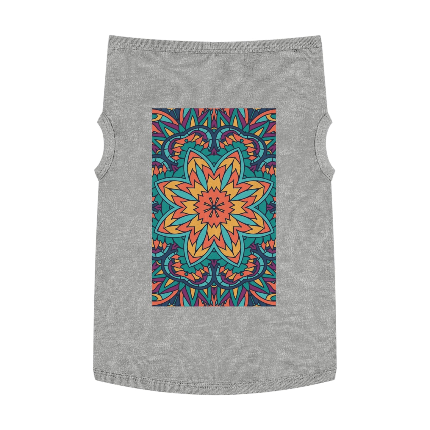 Colorful Pet Tank Top with Mandala Design, Dog Summer Shirt, Cat Apparel, Pet Fashion for Dog Lovers, Fun Pet Gift