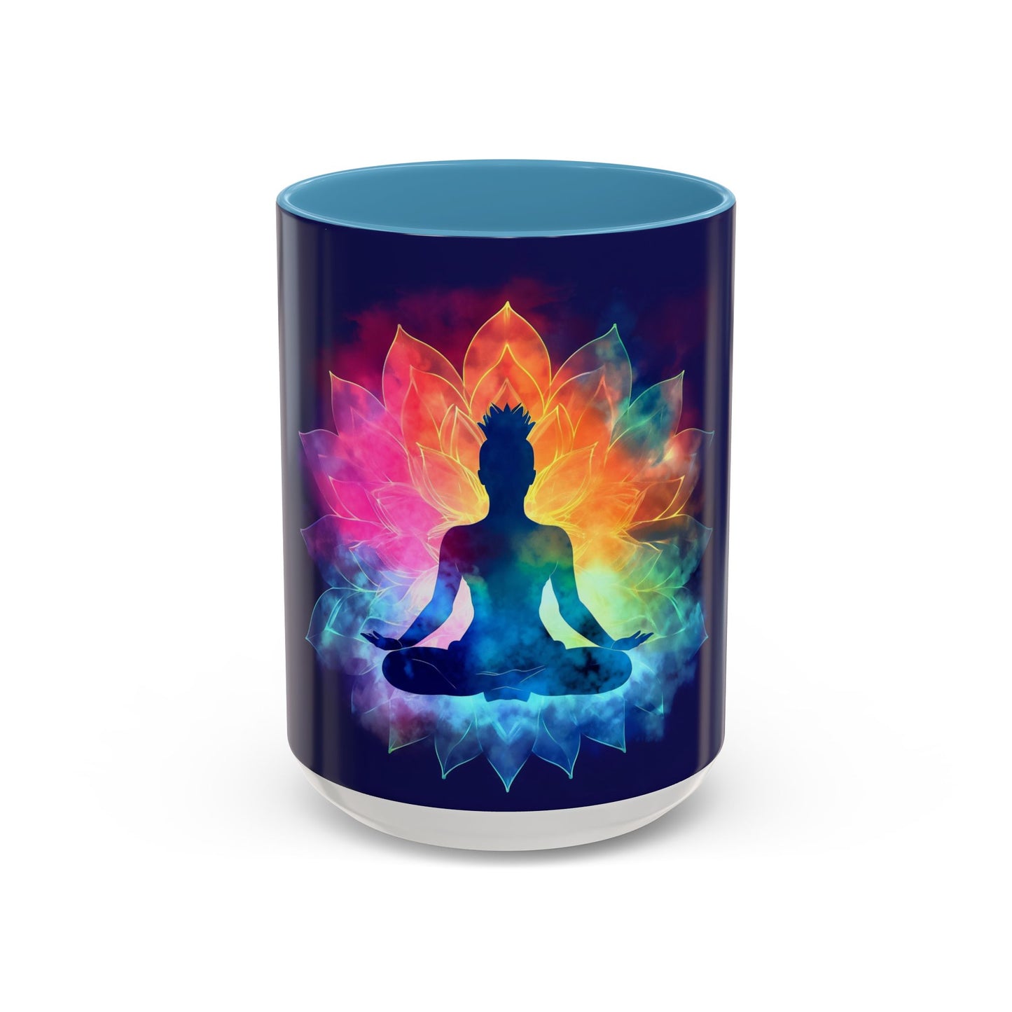 Meditative Rainbow Coffee Mug, Colorful Tea Cup, Yoga Gift, Mindfulness Decor, Vibrant Beverage Holder