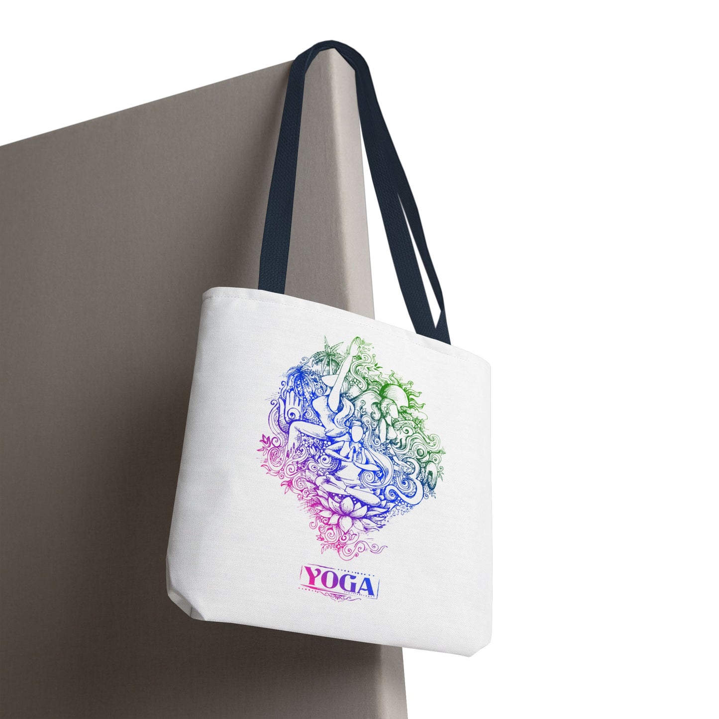 Yoga-Inspired Tote Bag, Colorful Yoga Art, Eco-Friendly Shopping, Yoga Gifts, Gym Bag, Bohemian Style