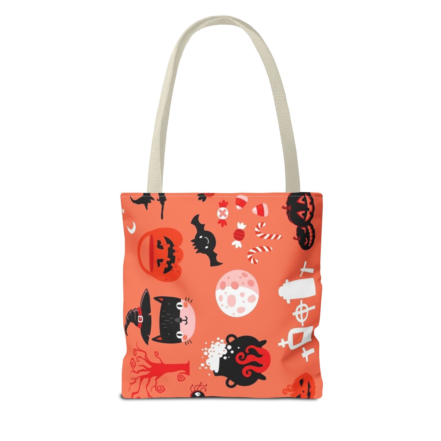 Halloween Spirit Tote Bag, Spooky Shopping Bag, Fall Accessory, Ghosts and Bats Tote, Trick or Treat Bag, Festival Style