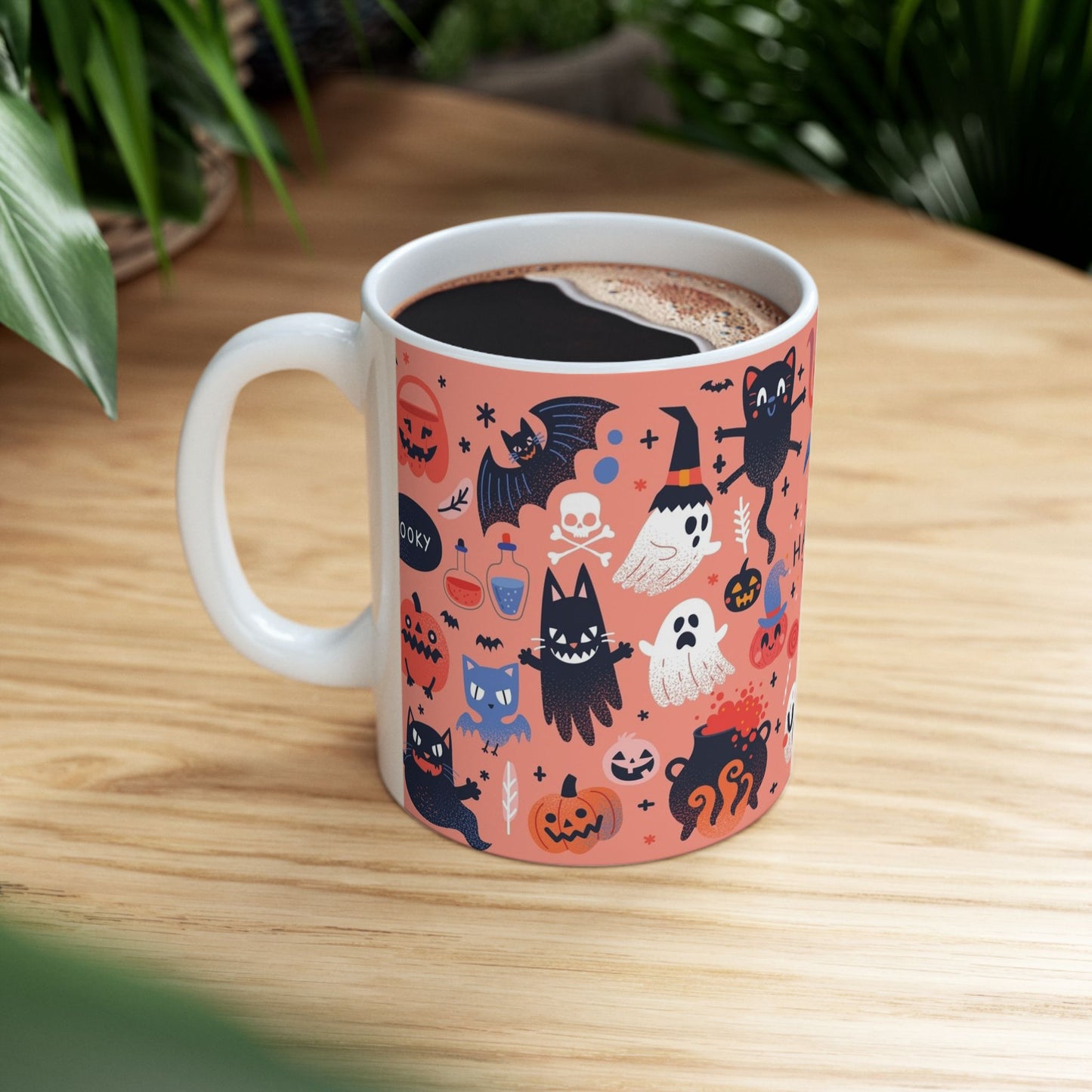 Halloween-Inspired Ceramic Mug, Cute Halloween Mug, Spooky Coffee Cup, Festive Drinkware, Trick-or-Treat Mug
