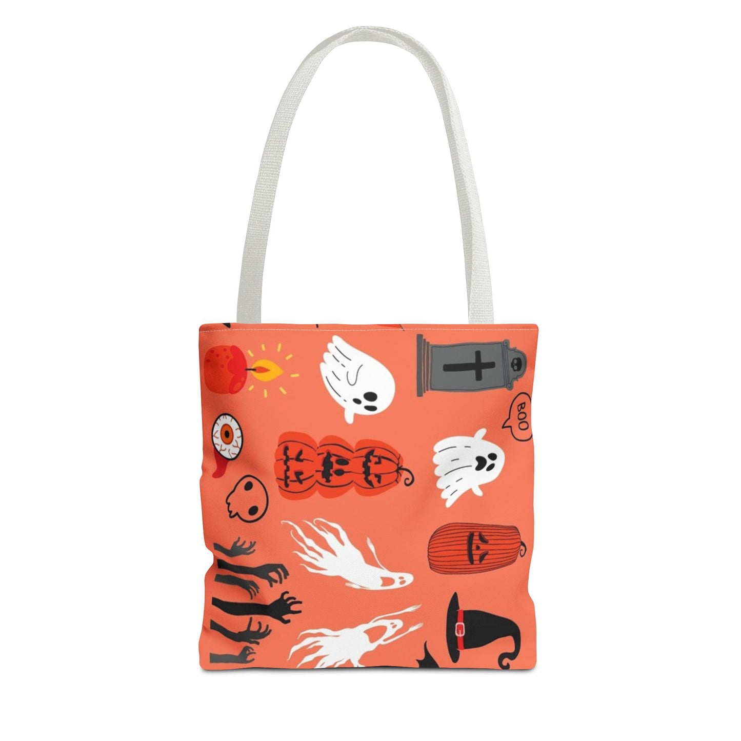 Halloween Spirit Tote Bag, Spooky Shopping Bag, Fall Accessory, Ghosts and Bats Tote, Trick or Treat Bag, Festival Style