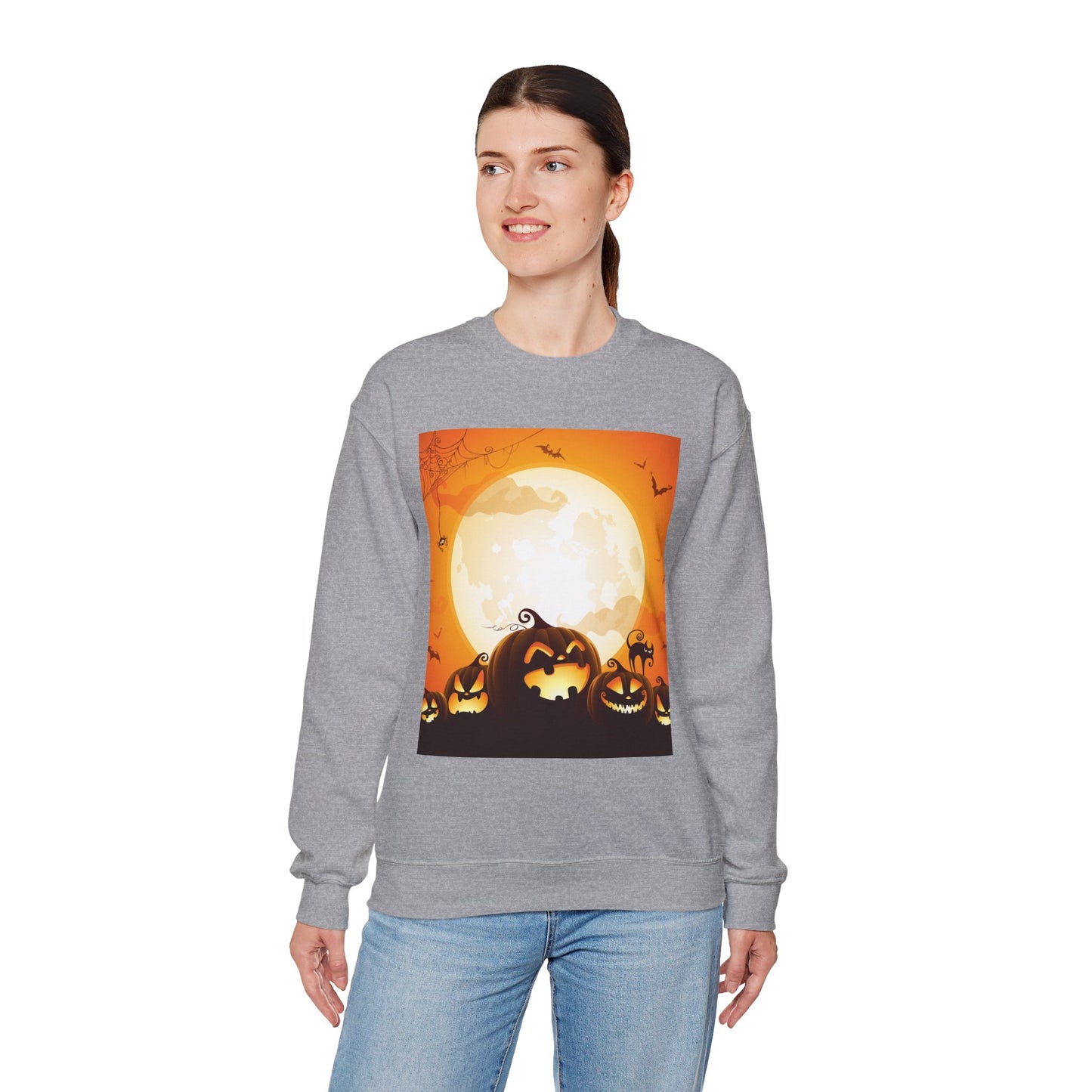 Halloween Pumpkin Sweatshirt, Cozy Fall Sweater, Unisex Crewneck, Halloween Apparel, Spooky Season Gift