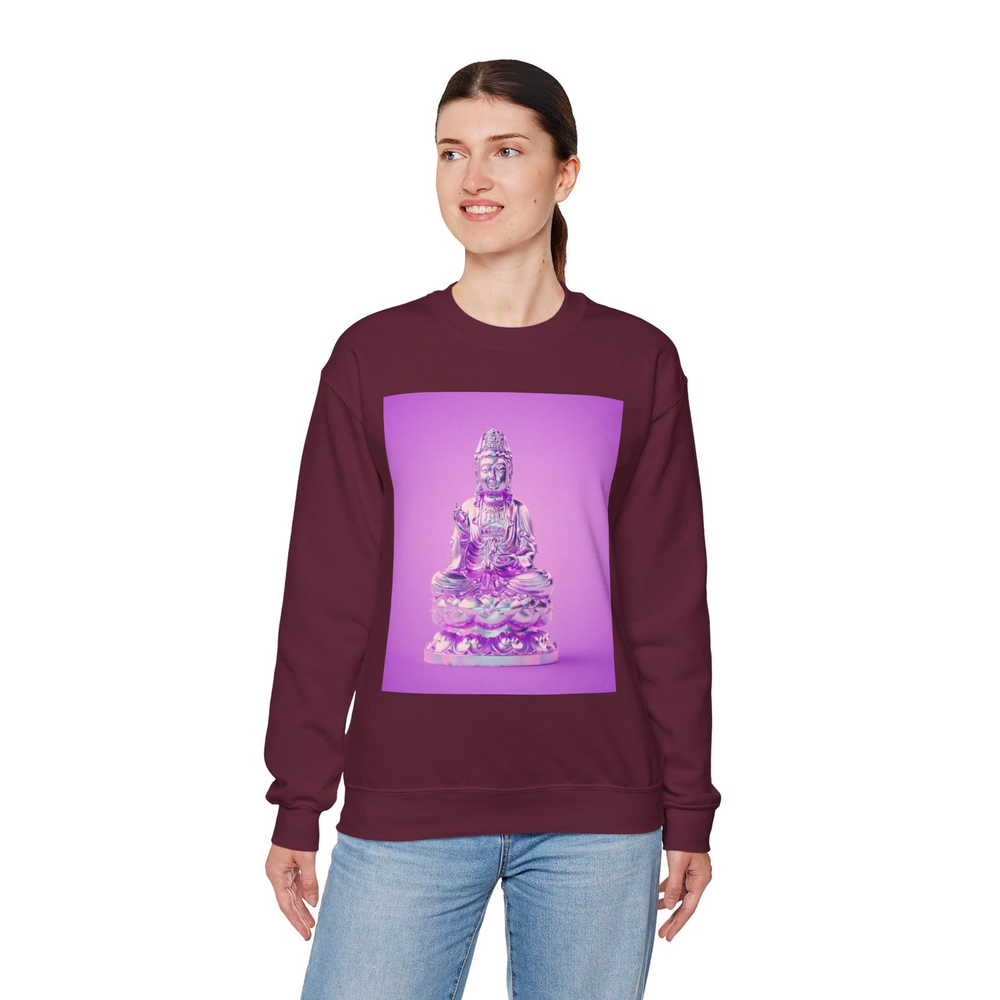 Buddha Vibes Crewneck Sweatshirt | Chill Relaxation Apparel, Yoga Gift, Meditation Outfit, Cozy Sweatshirt, Spiritual Wear
